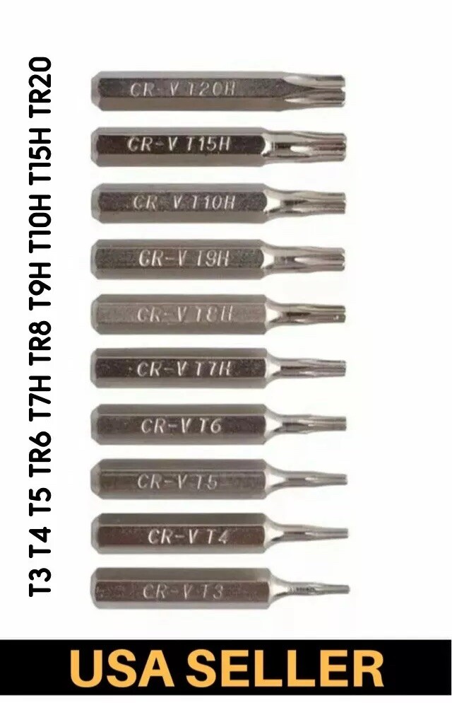 10Pcs Torx Bit Driver Set CR-V Security Torx T3 T4 T5 T6 T7 T8 TR9 T10 T15H T20