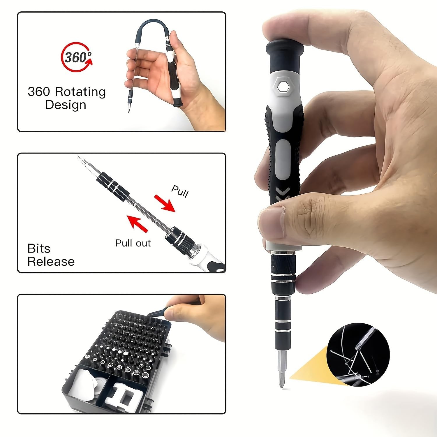 115 in 1 Precision Screwdriver Set, 18 x 10 x 5.5 cm, Black/Silver