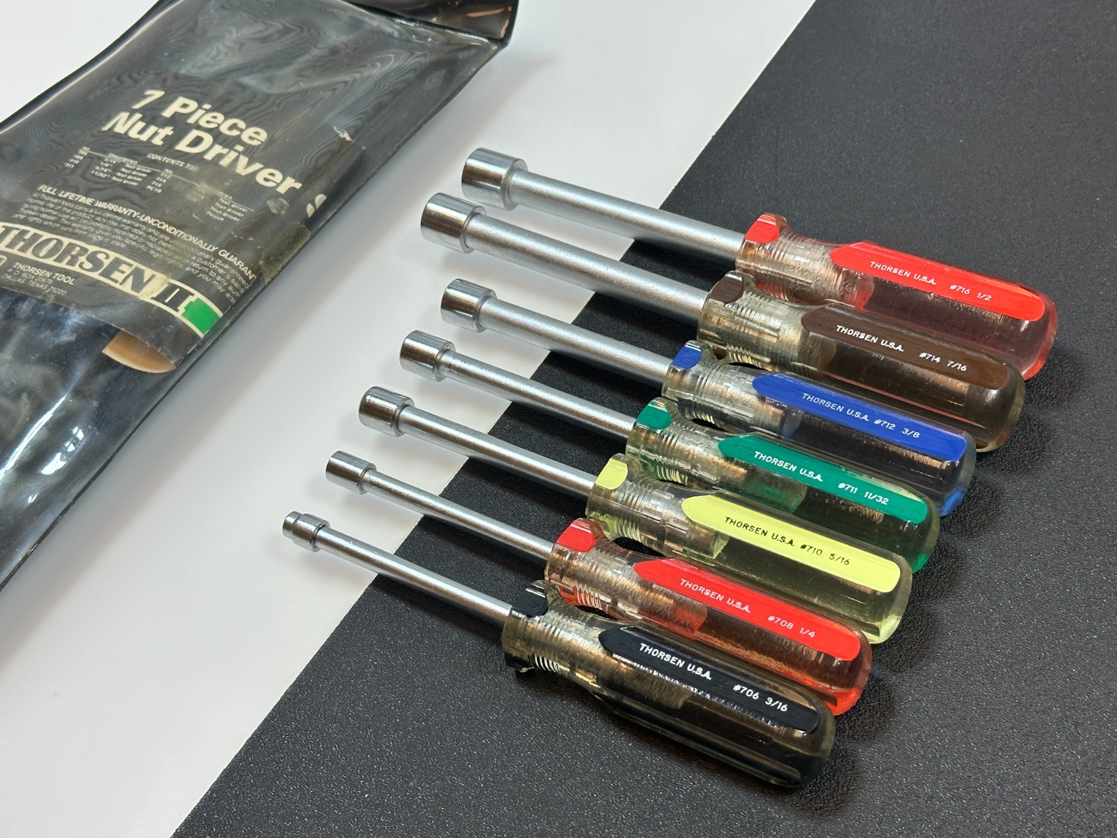 🇺🇸 Thorsen Tools USA 7pc No. 737 Nutdriver Set SAE Sizes 3/16″ to 1/2″ Kit Bag