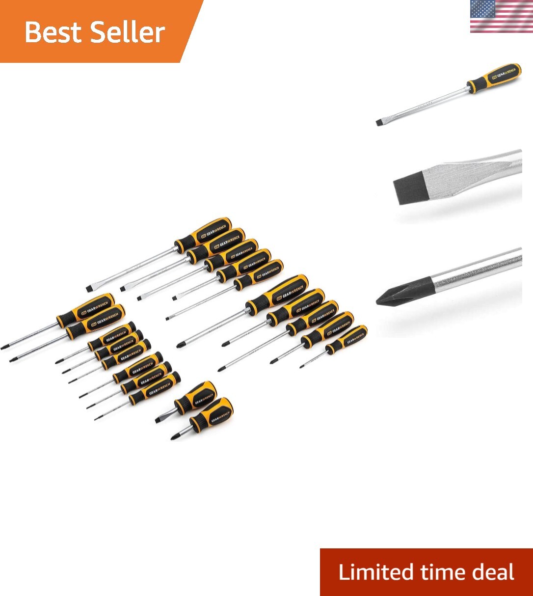 20 Pc. Phillips/Slotted/Torx Dual Material Screwdriver Set – 80066H