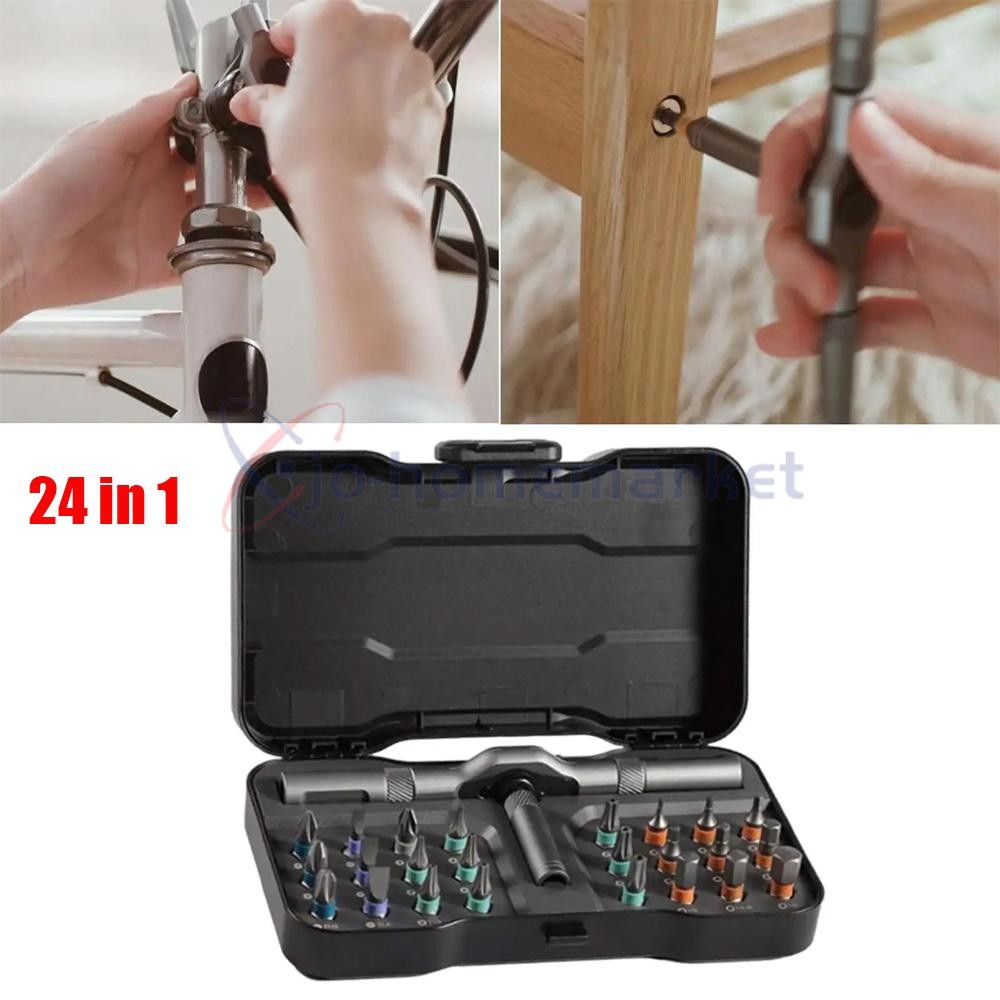 25pcs 24 in 1 Multifunction Screwdriver Head Set Household Repair Ratchet Wrench