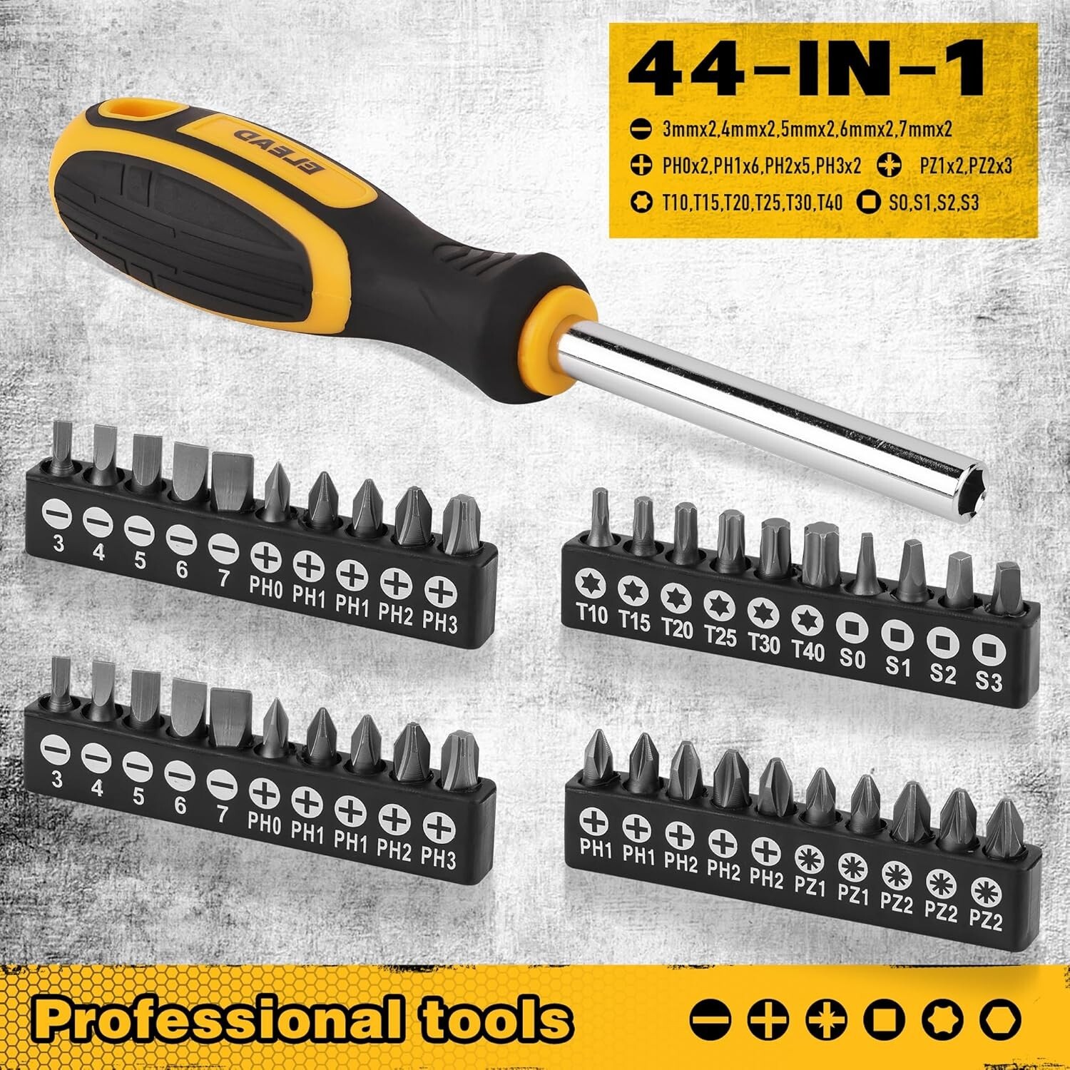 Magnetic Screwdriver Set with Case: 86-Piece Slotted Phillips, Hex, Torx,Precisi