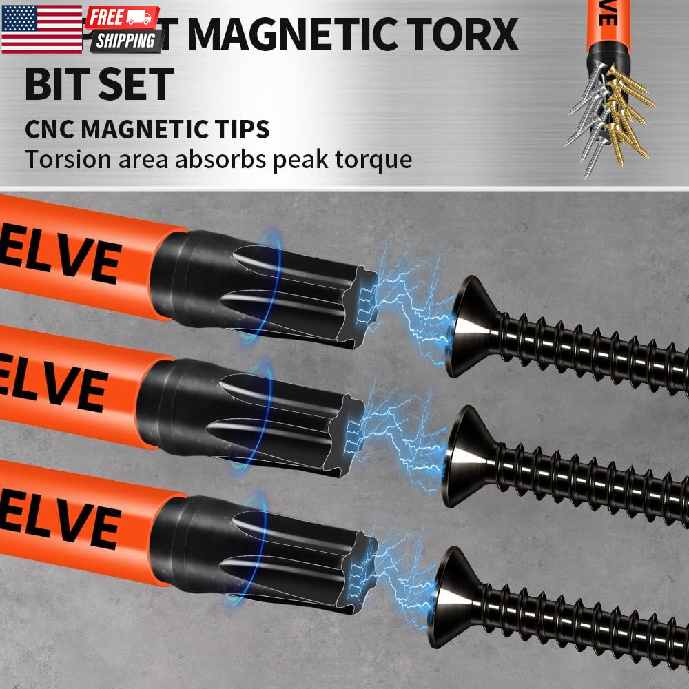12-Pack Impact Security Torx Bit Set (T5-T40) 3-Inch Long, S2 Steel, Professiona