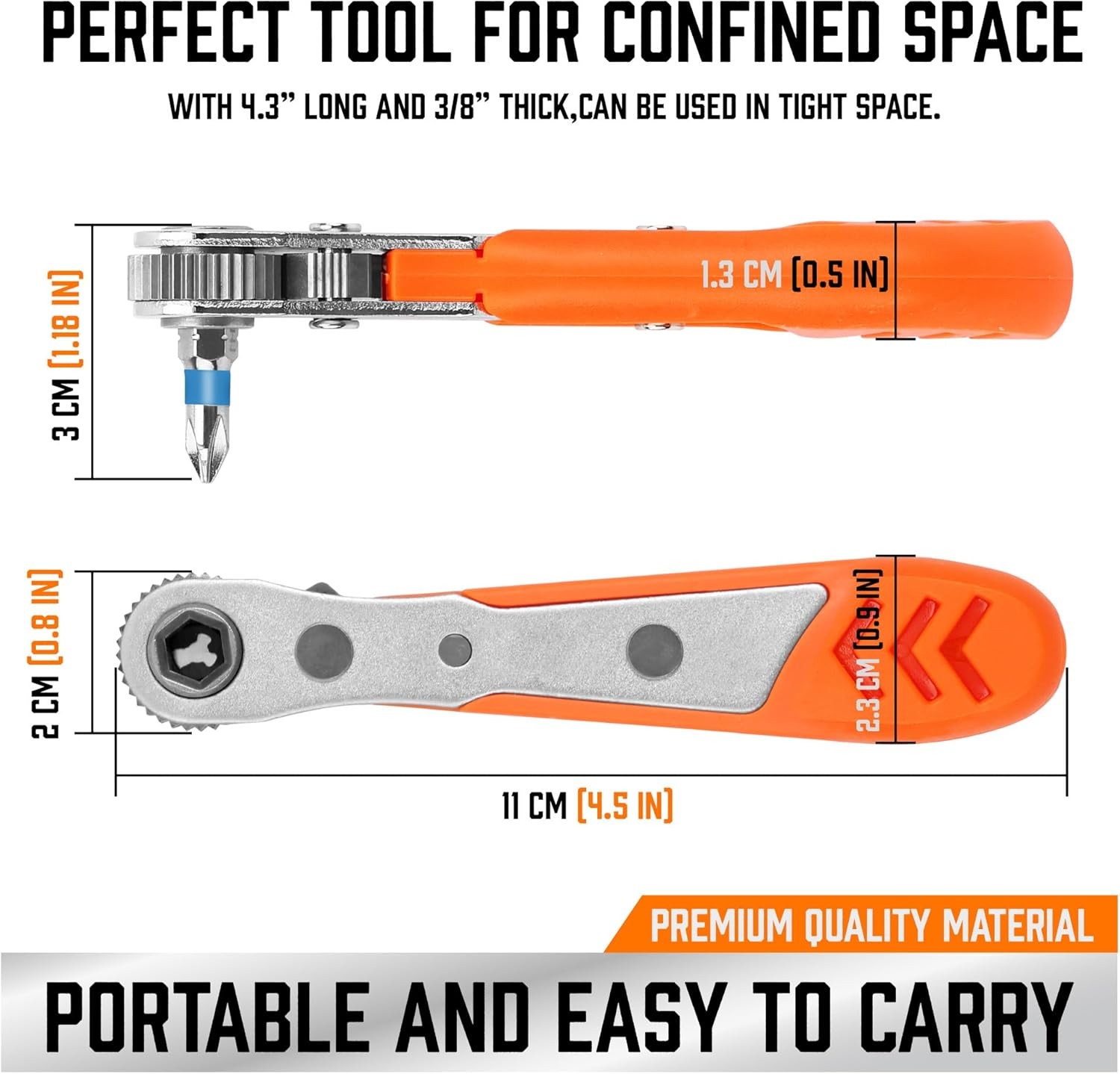 Ultra Low Profile Mini Ratchet Screwdriver Set–Tamper Resistant Star Bits, 90