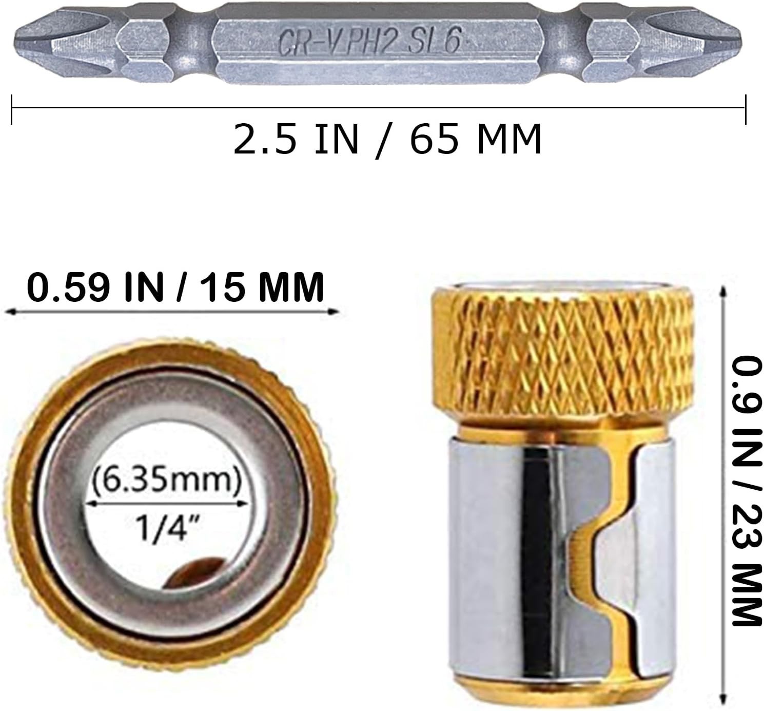 Ultra-Strong Magnetic Ring Set for 1/4″ Hex Drills – Heavy-Duty Screw Holder