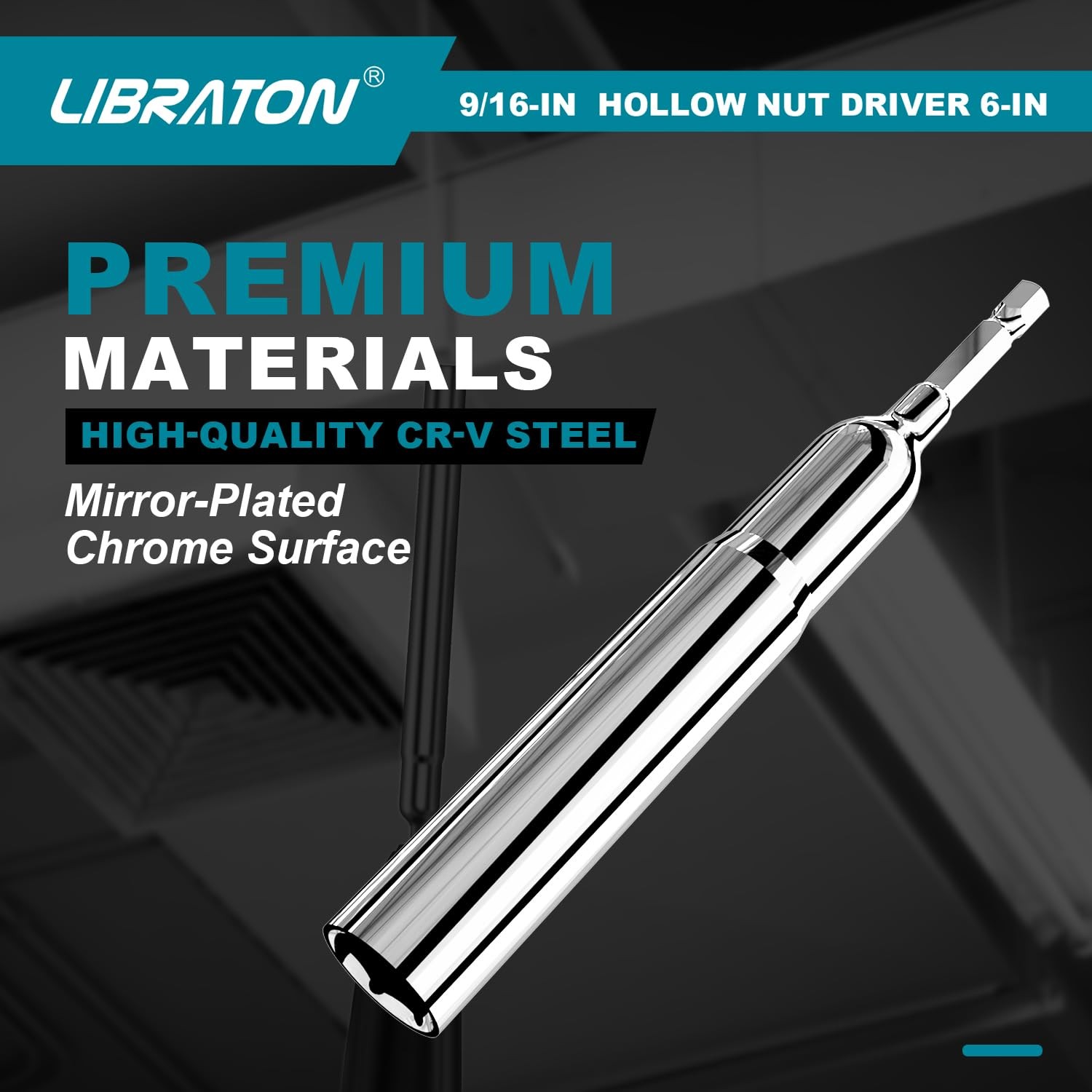 Libraton Hollow Nut Driver, Power Driver Set 6-inch long, 9/16-inch