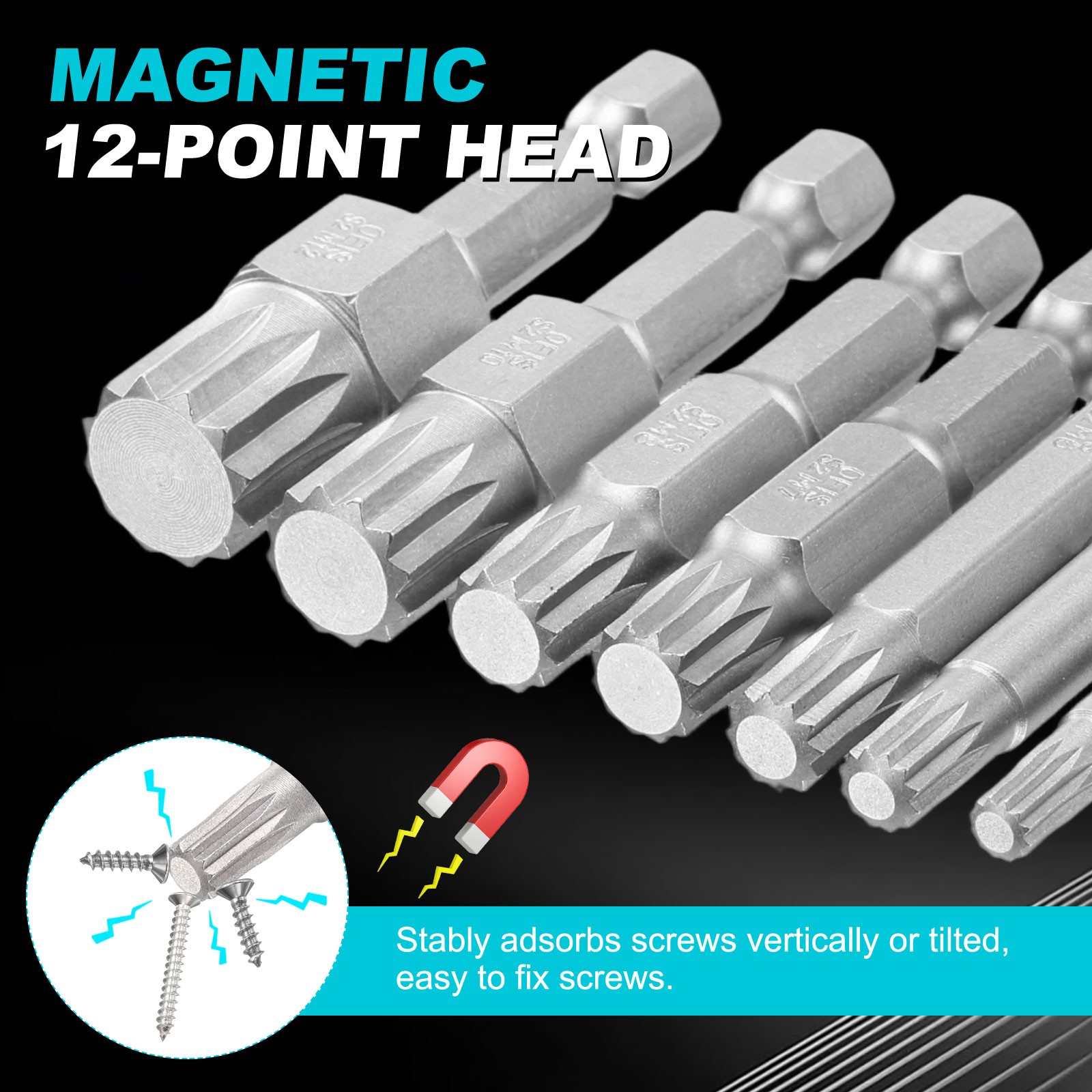 2pcs M4 Triple Square Spline Bit 1/4″ Hex Shank 2″ Long Magnetic No Hole Tip