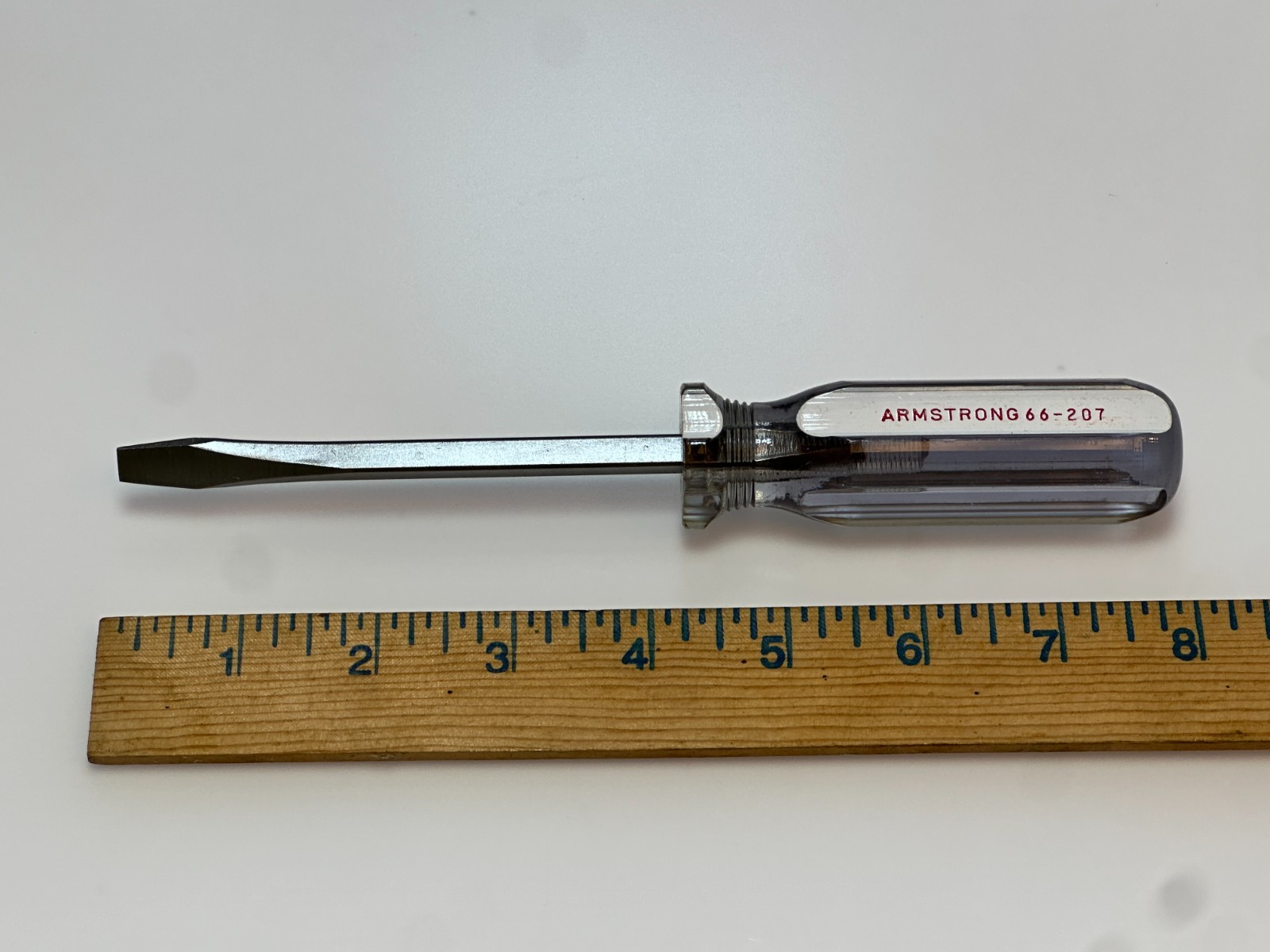 Armstrong Tools USA 66-207 NOS RARE White/Clear Handle Flat Slotted Screwdriver