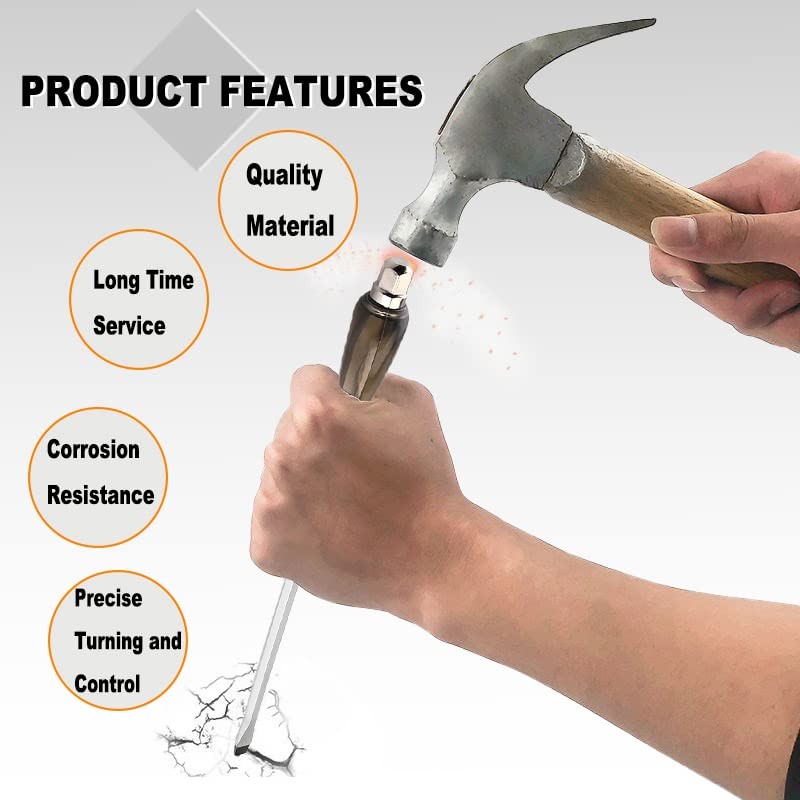 Flat-Head Demolition Screwdriver with Striking Cap 8 Inch Slotted Impact Scre…