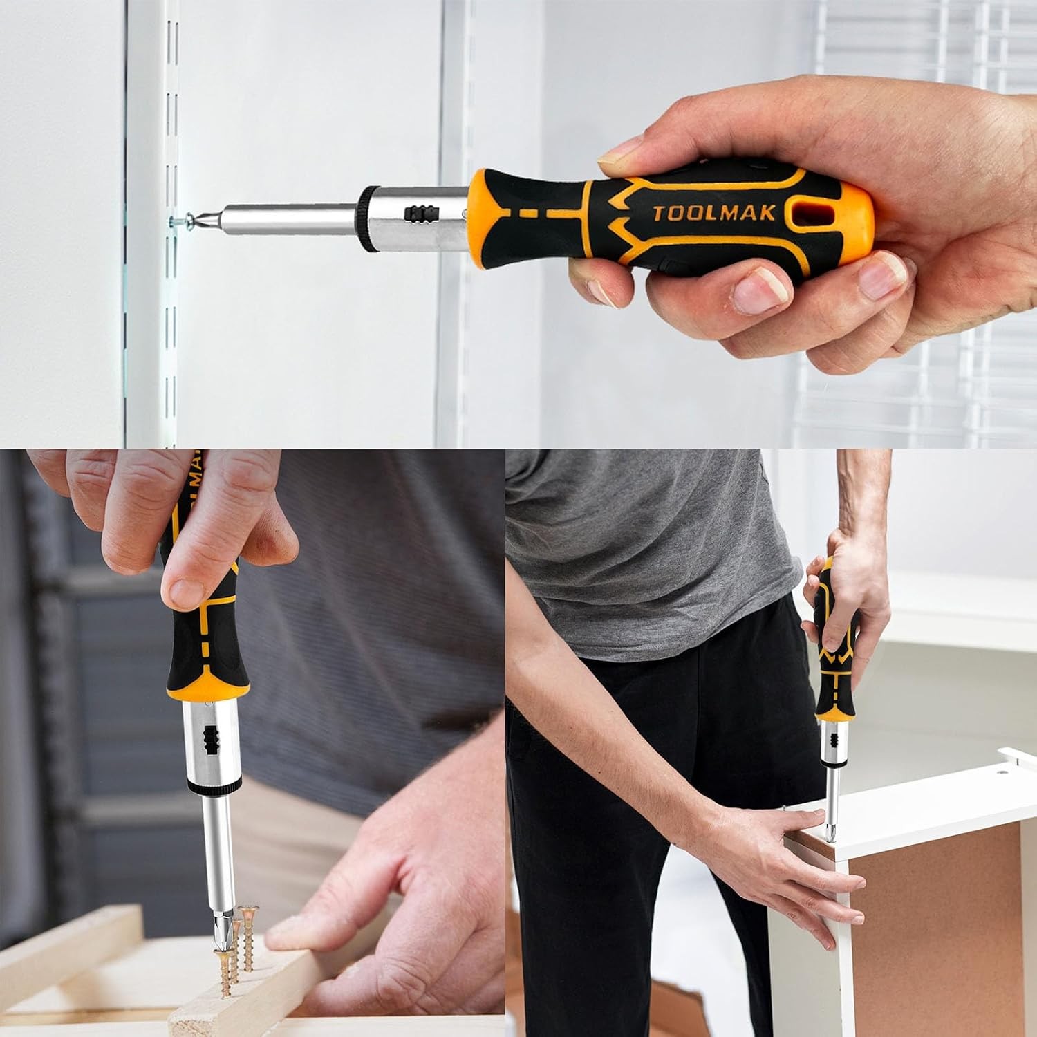 13-in-1 Ratcheting Screwdriver Set, Adjustable Multi-bit with Magnetic Tips