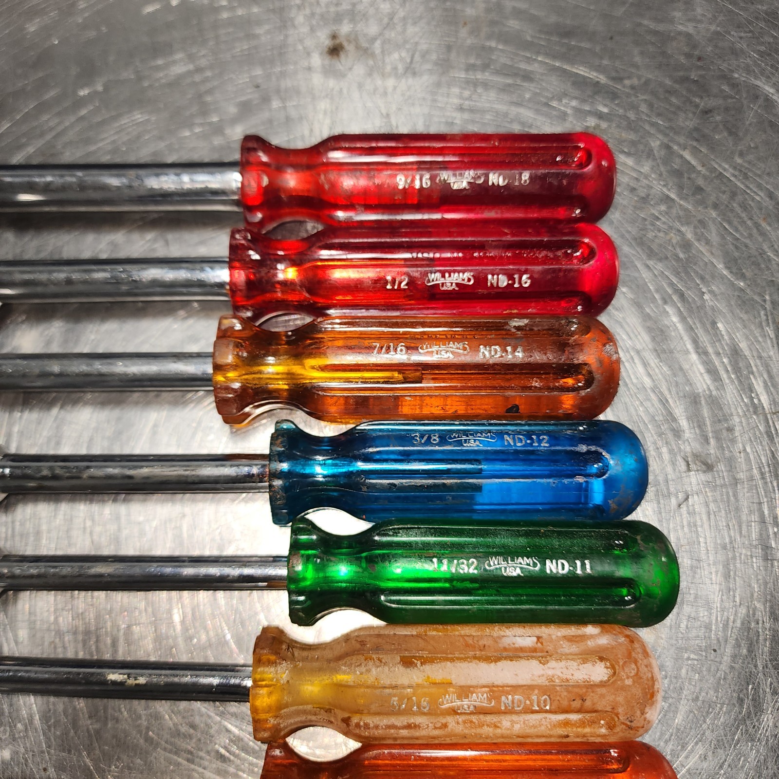 Williams USA Nut Driver Set 10pc Color Coded Handles 3/16-9/16 ND Series Vintage