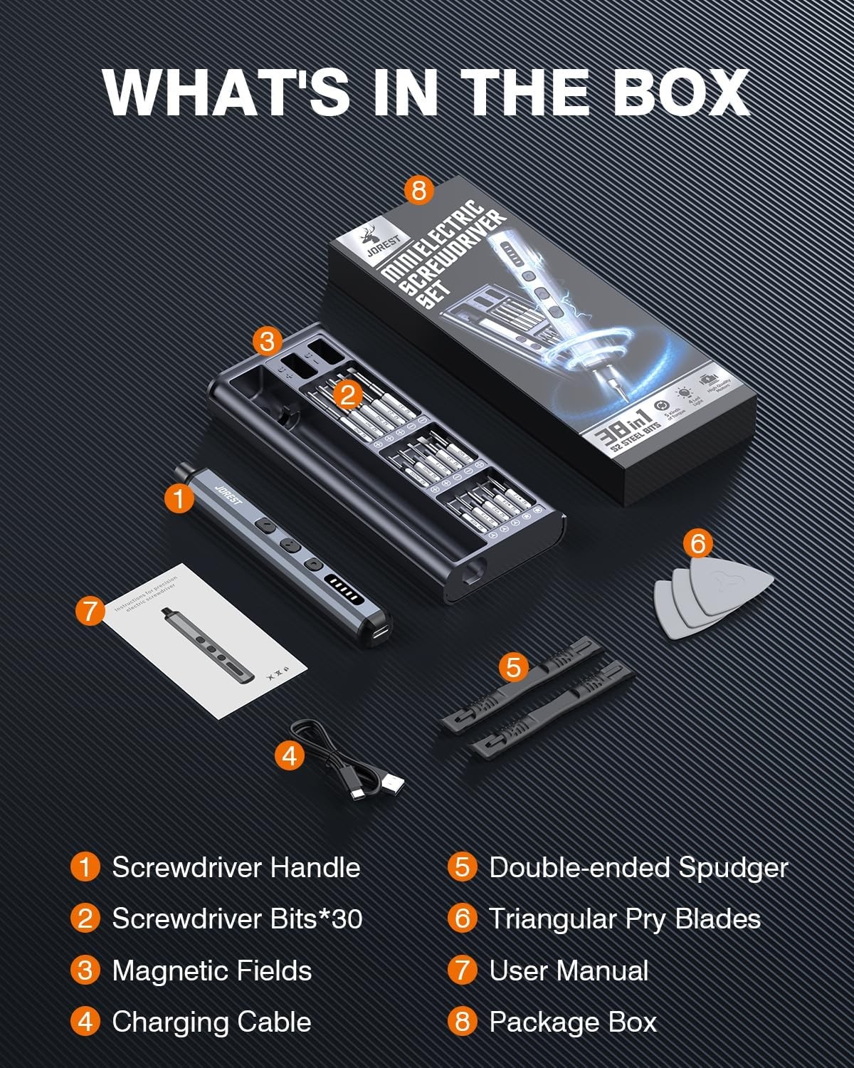 38-in-1 Electric Screwdriver Set Rechargeable Magnetic Bits Repair Kit