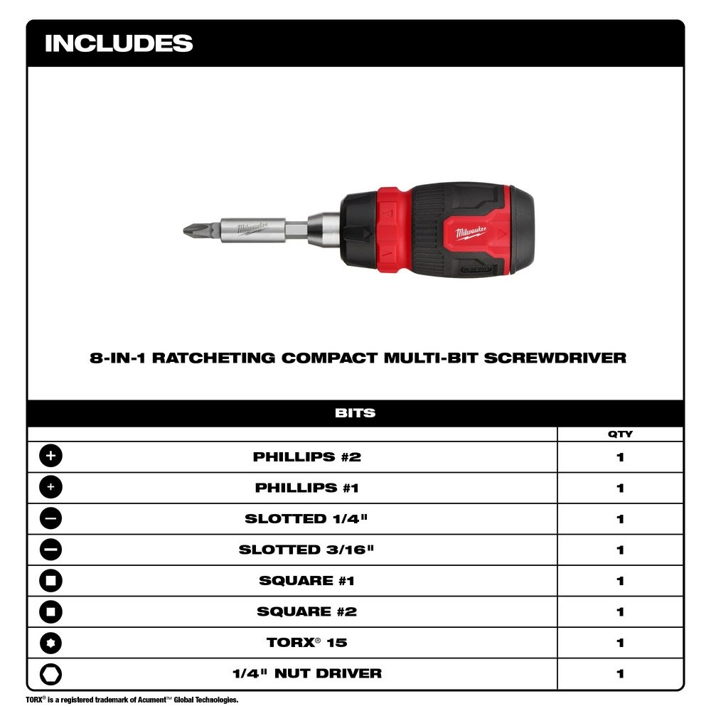 Milwaukee 48-22-2905 2-Pc. 14-in-1 & 8-in-1 Ratcheting Multi-Bit Screwdriver Set