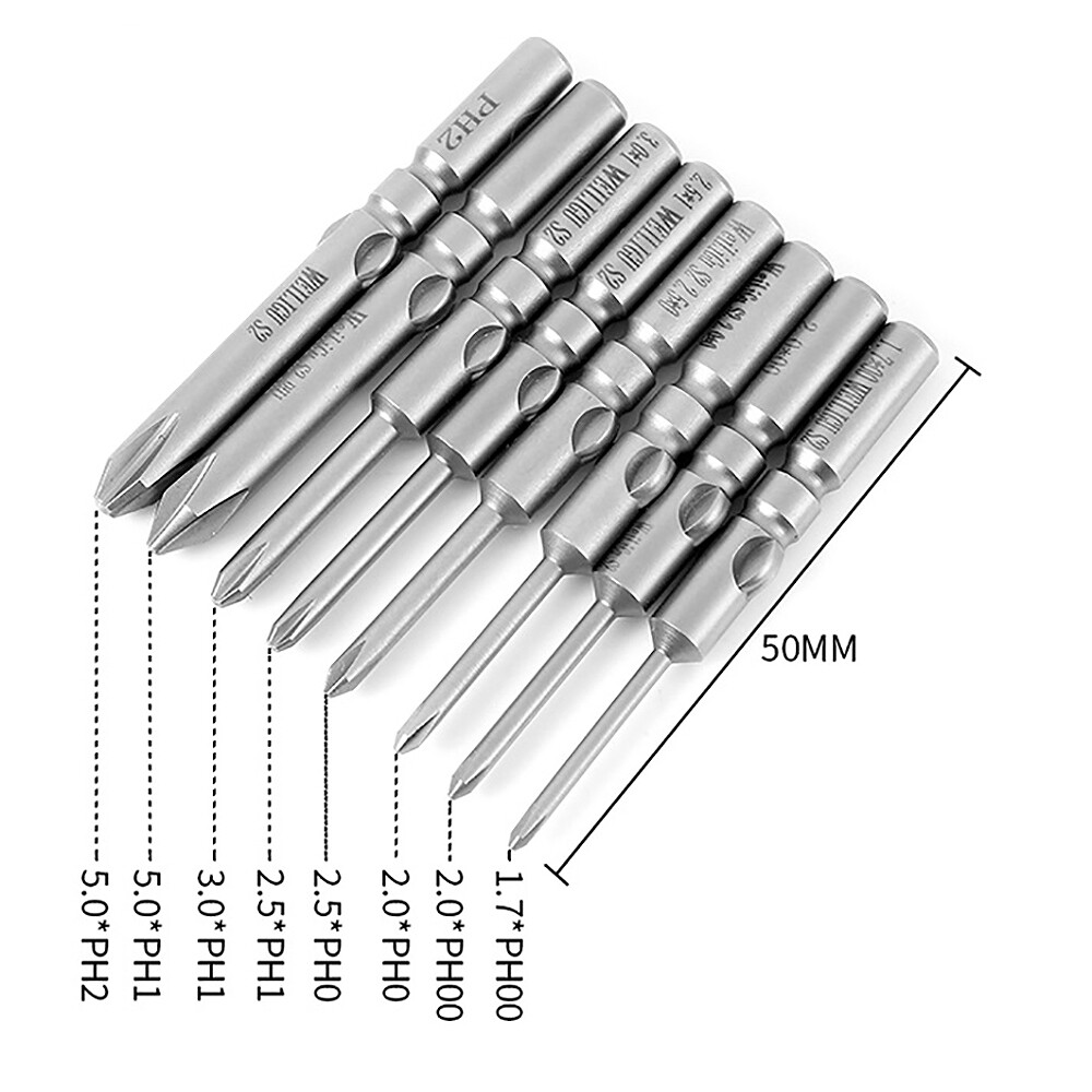 6mm Round Shank Magnetic Screwdriver Bit Phillips PH00 PH0 PH1 PH2 Long 50-150mm