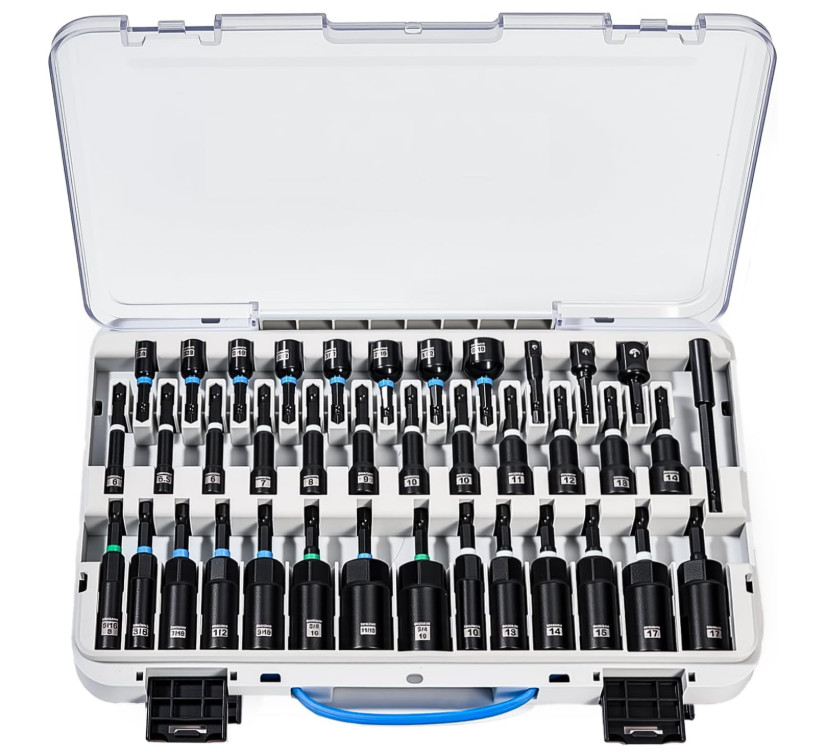 Juego Vasos Magnéticos Impacto 38 Pzs con Adaptadores y Extensión 1/4″