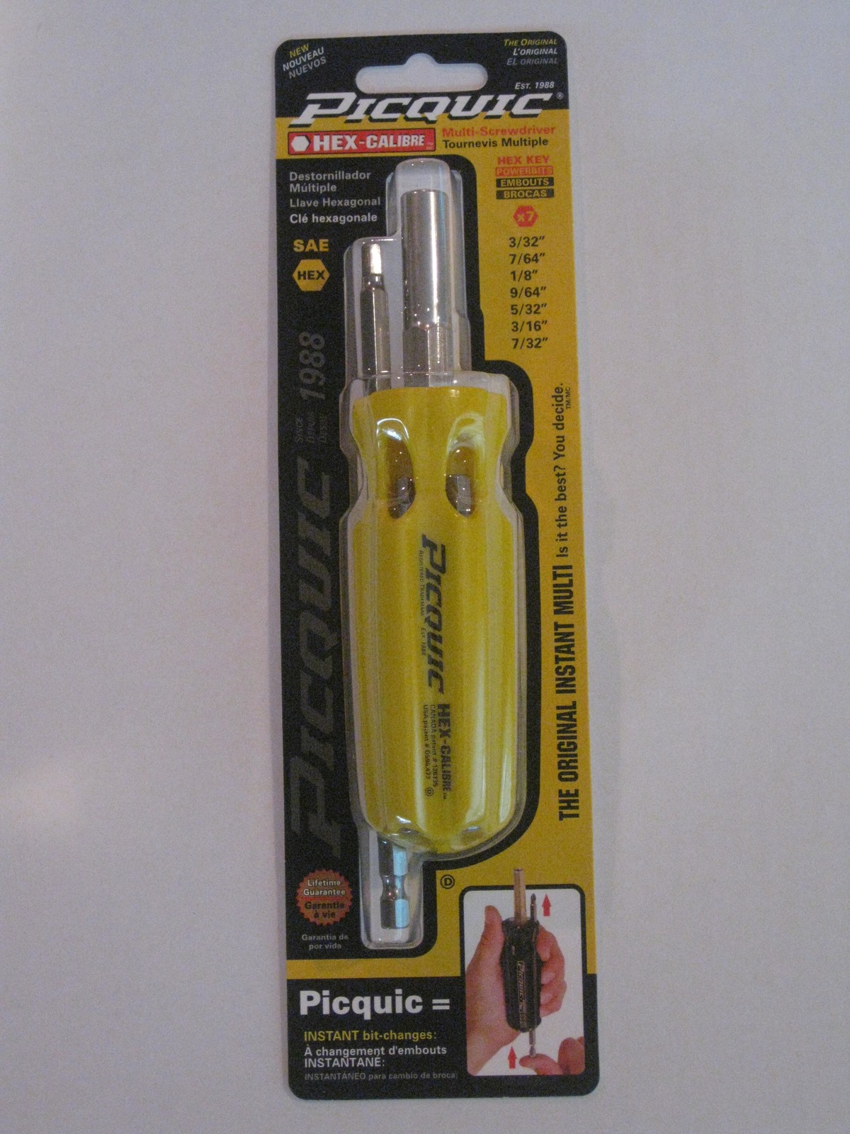 PICQUIC HEX-Calibre SAE Multi Bit Driver with 7- SAE Hex Key Powerbits #88151