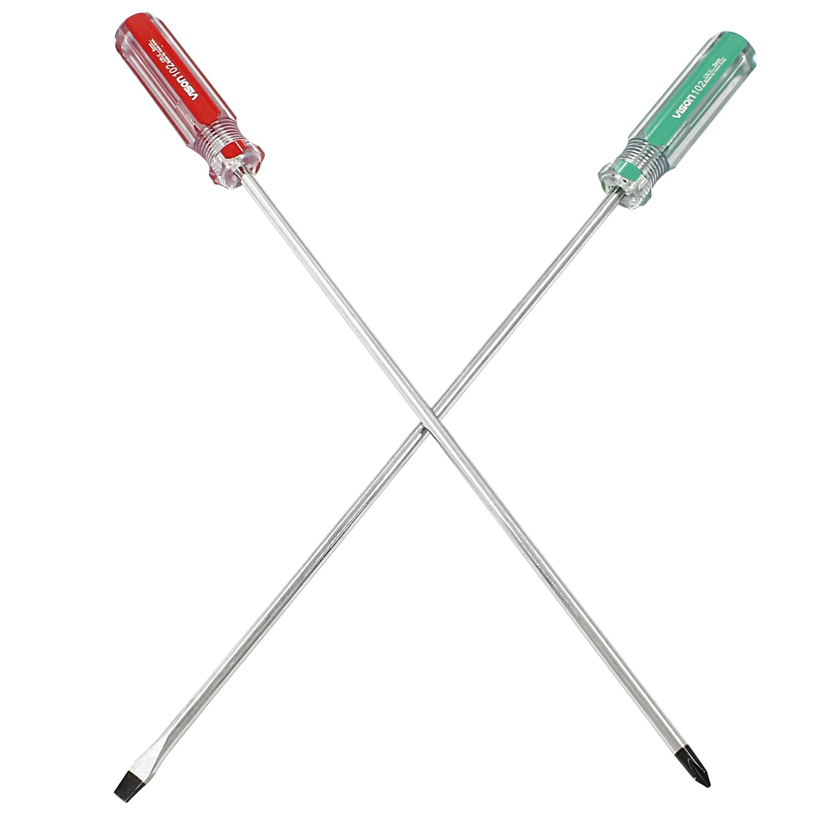 Hitefu 2PCS Long Screwdriver, 10 Inch Phillips and Slotted Screwdriver, Relia…
