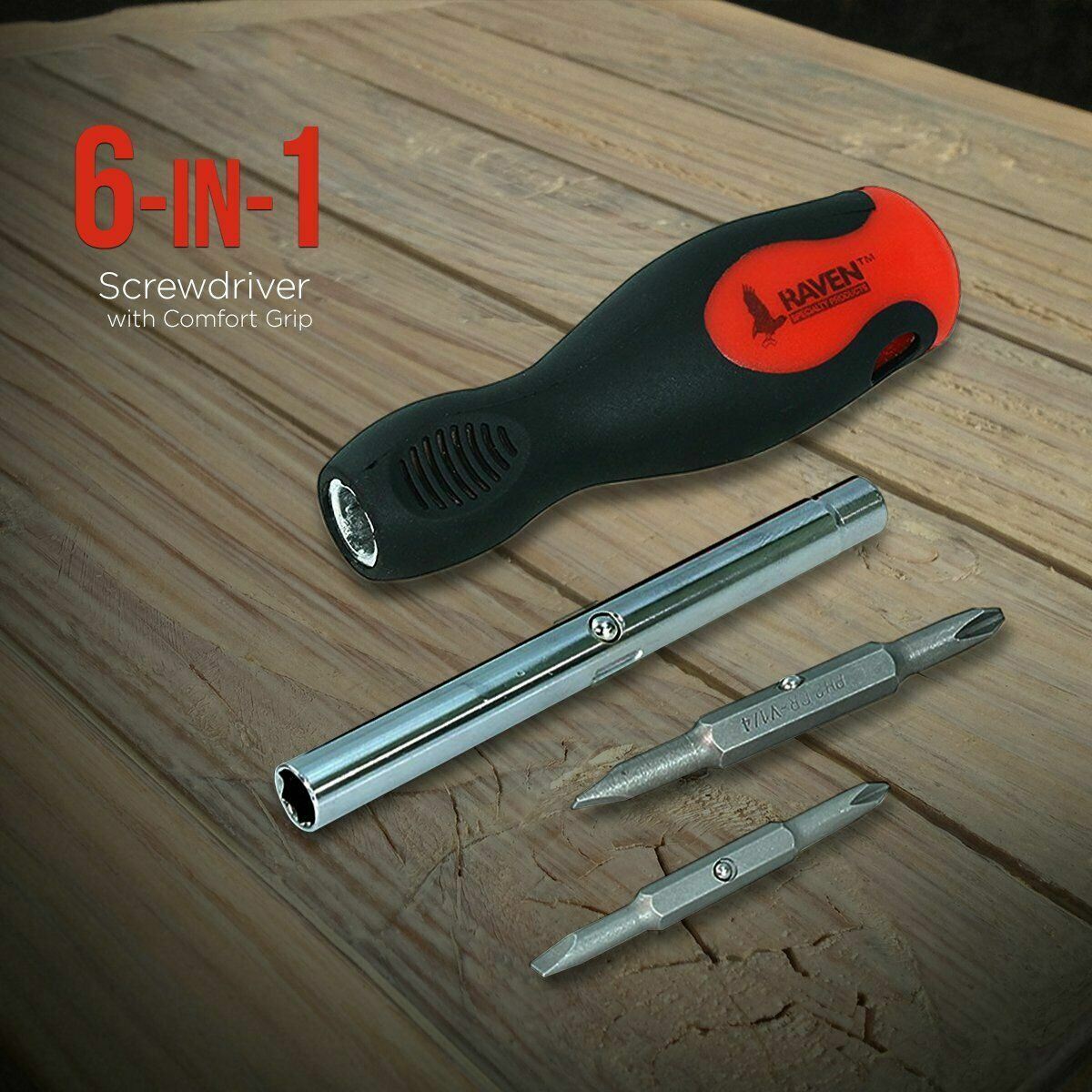 Reversible Screwdriver with Comfort Grip 6 in 1 Multipurpose Tool New USA Free