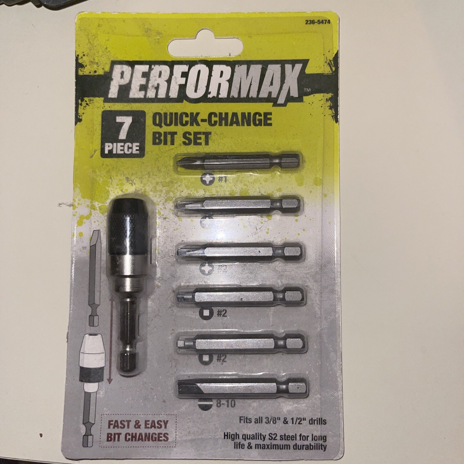 NEW! Performax 7 Piece Quick-Change Adapter Power Bit Set