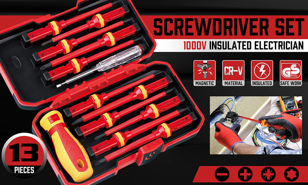 8pc Electrician’s Insulated Magnetic Electrical Hand Screwdriver Tool Set New