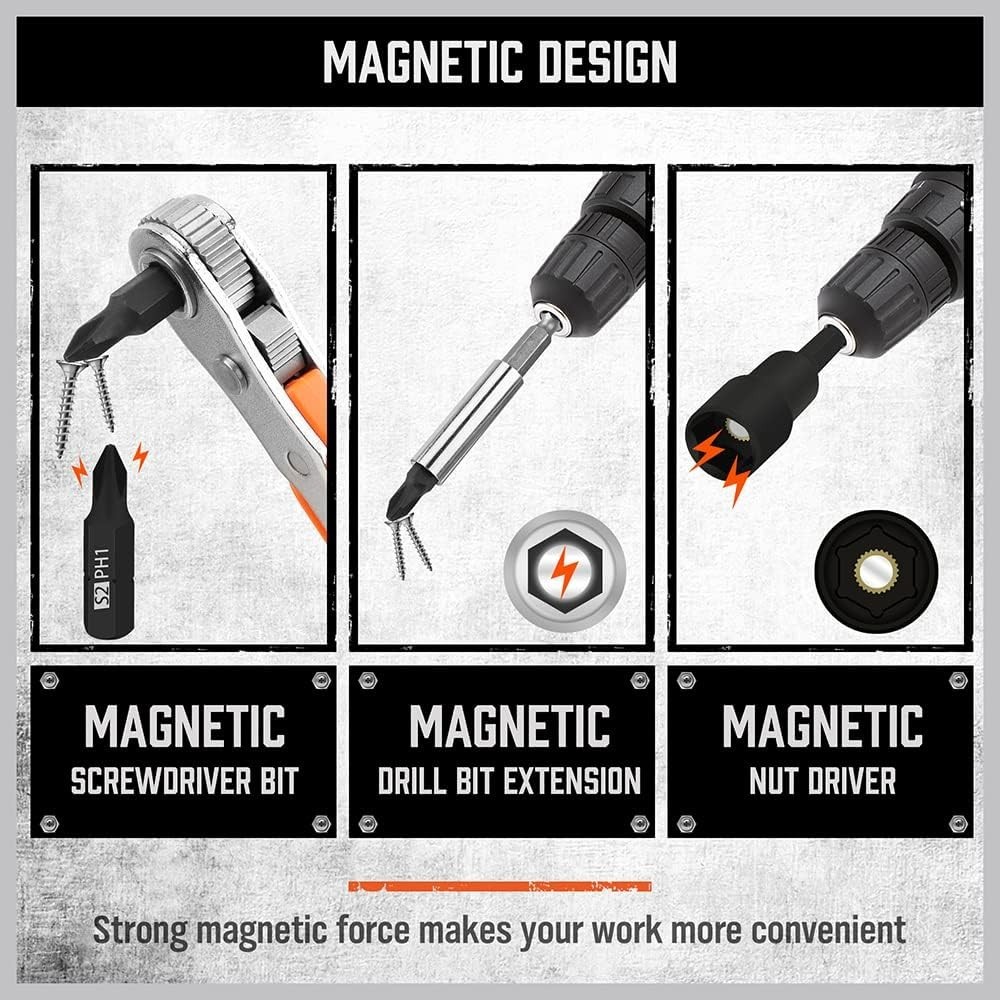 Magnetic Nut Driver Set | 47-Piece | Nut Driver Set for Impact Drill | SAE (1/4″