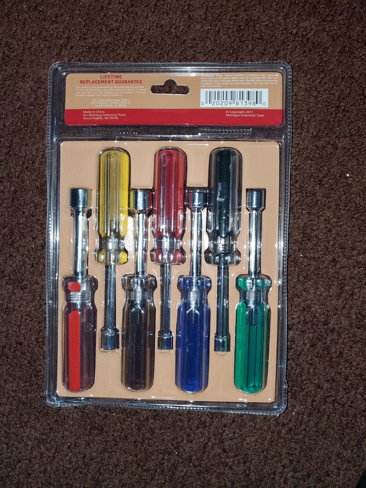 Color Coded 7 Pc Nut Driver Set Chrome Plated Carbon Steel Shaft WorkShop 81398