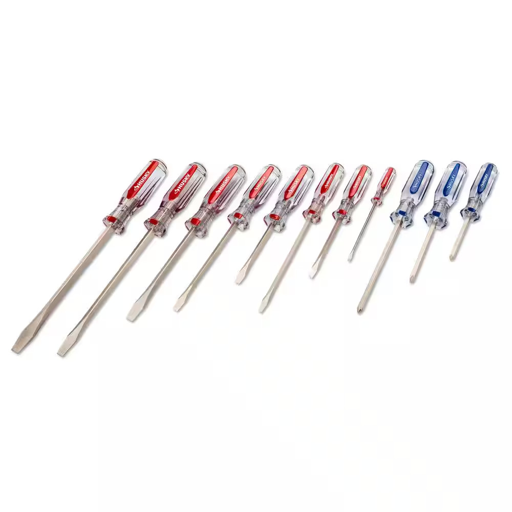 Philips and Slotted Screwdriver Set with Acetate Handles (11-Piece)