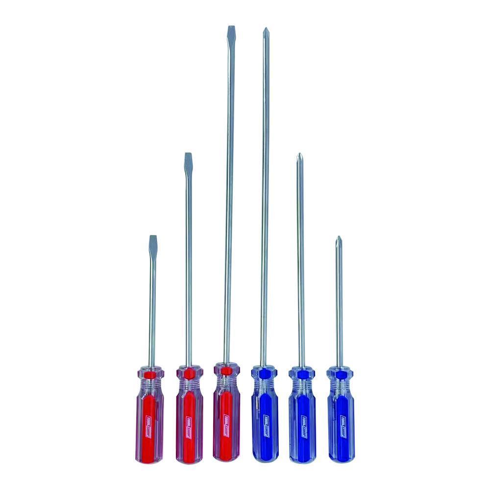 3″, 5″, & 8″ Slotted & Phillips 6 Piece Screwdriver Set Carbon Steel PVC Handles