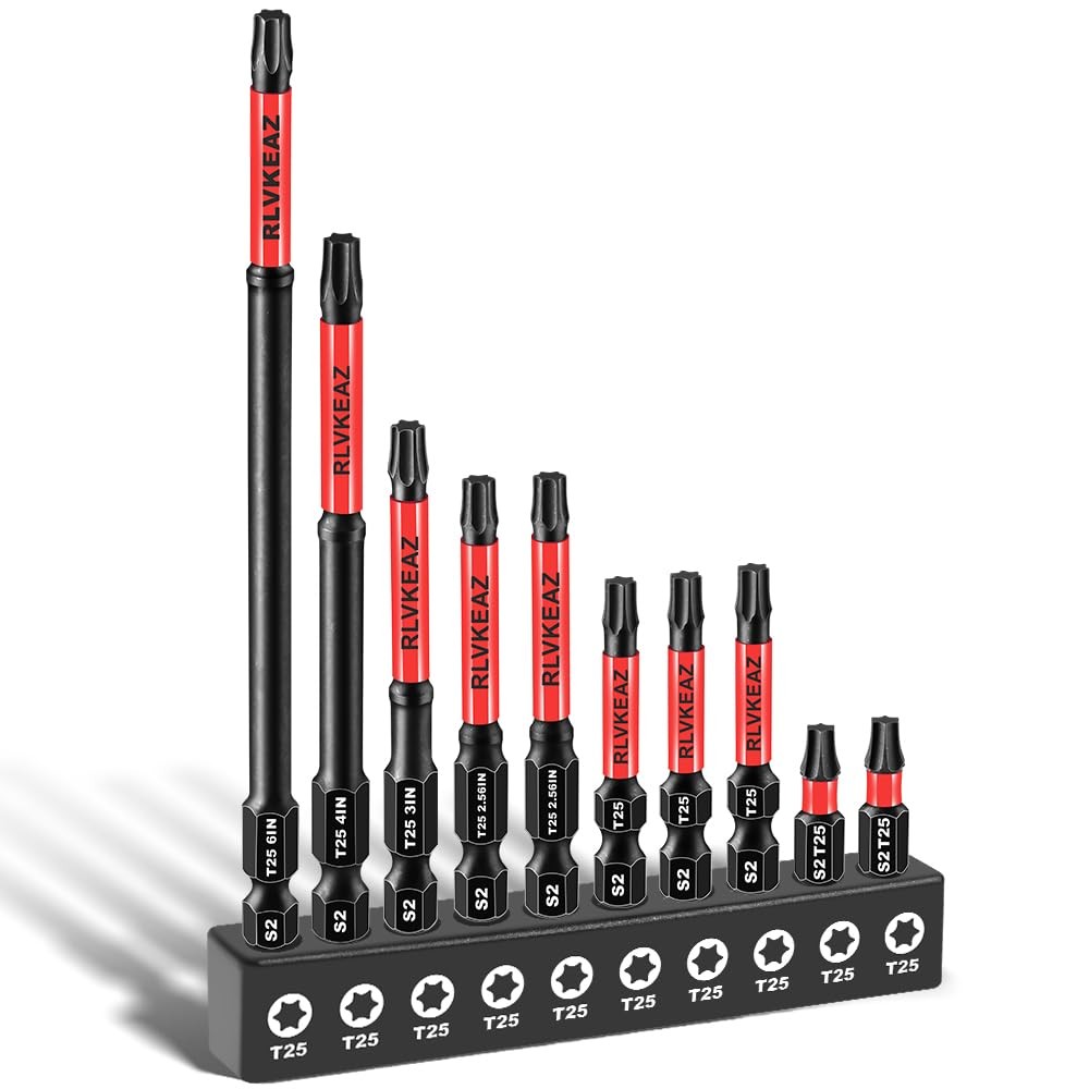10-PCS T25 Torx Bits for Impact 4 inches x 6 x 0.46 inches, Black