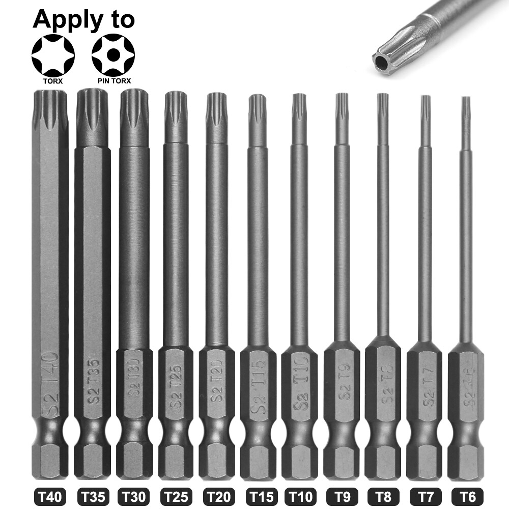 11pc T6-T40 Magnetic Head Torx Screwdriver Bit Set Security Tamper Proof Star