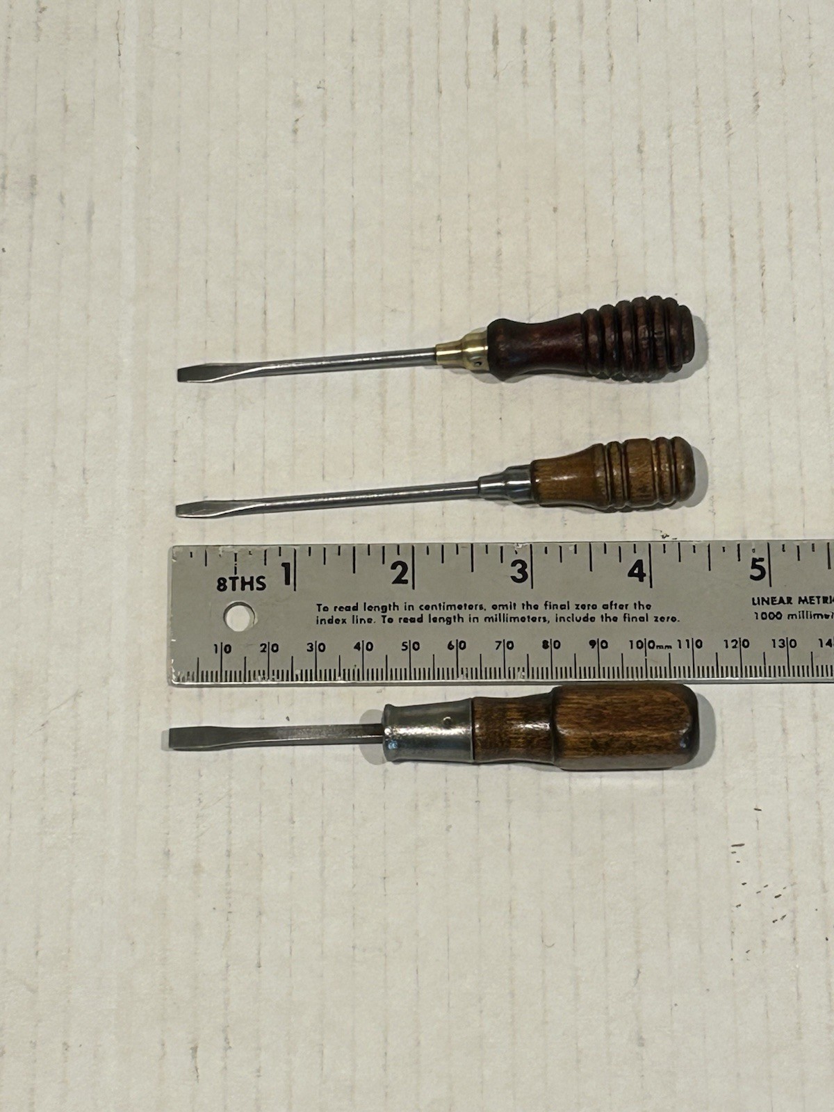 Small Vintage 3pc Jewelers Wood Handle Flat Tip Screwdrivers Slotted