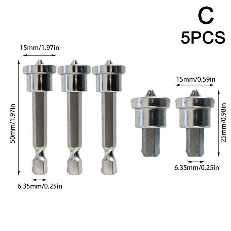5PCS Magnetic Positioning Screwdriver Bits 25mm/50mm Woodworking Screw Hex Tools