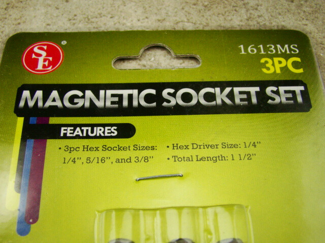 Carbon Steel Magnetic 3 Piece Hex Socket Set, 1/4″, 5/16″, 3/8″, Tools, Office