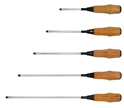 Champion Tools/no1800fw-m-100-150-200-250-300 Woody Handle Minus Driver 5-pc Set