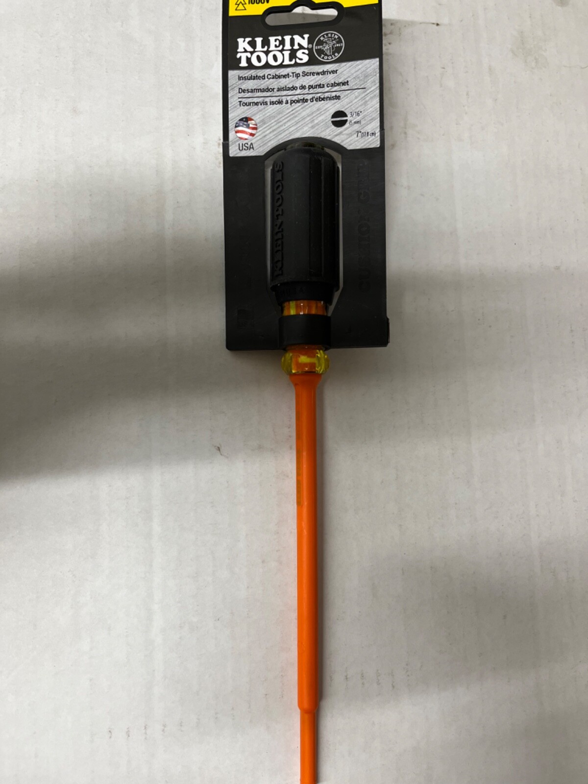 Klein Tools 601-7-INS Insulated 3/16″ Cabinet-Tip 7″ Round-Shank Screwdriver