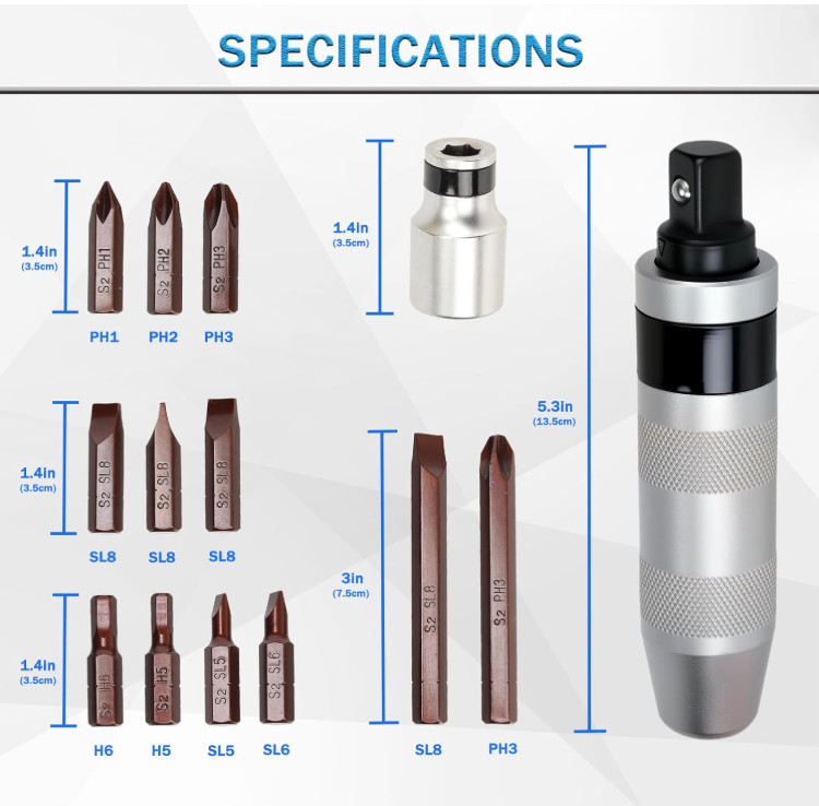 Kit Herramienta Impacto Manual Reversible Para Tornillos Oxidados Y Pernos Duros