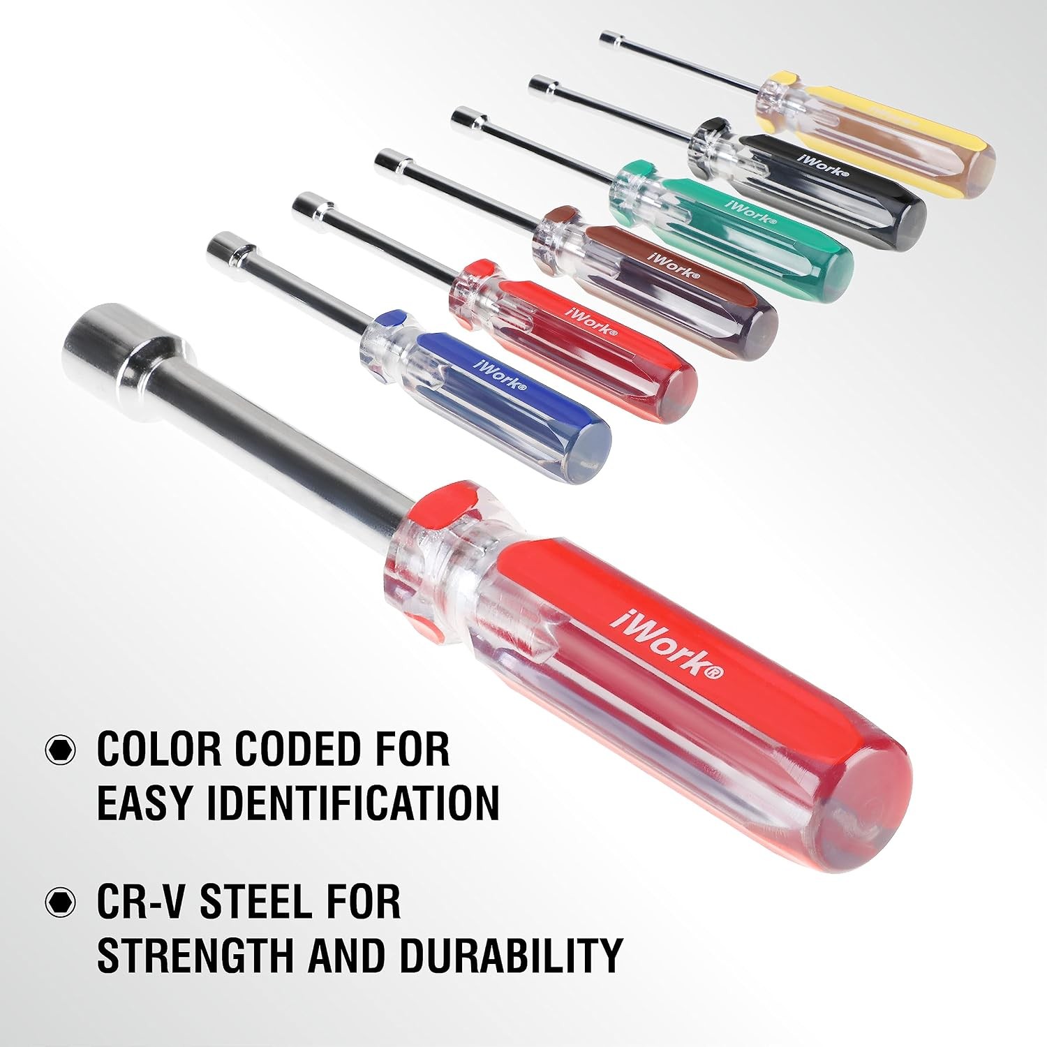 SAE Nut Driver Set 86-513, 7-Piece Color Handle