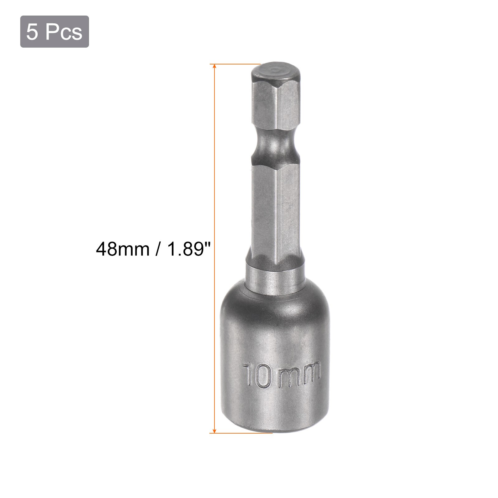 1.89″ Length 10mm Nut Driver 1/4″ Quick-Change Hex Shank Metric 5Pcs