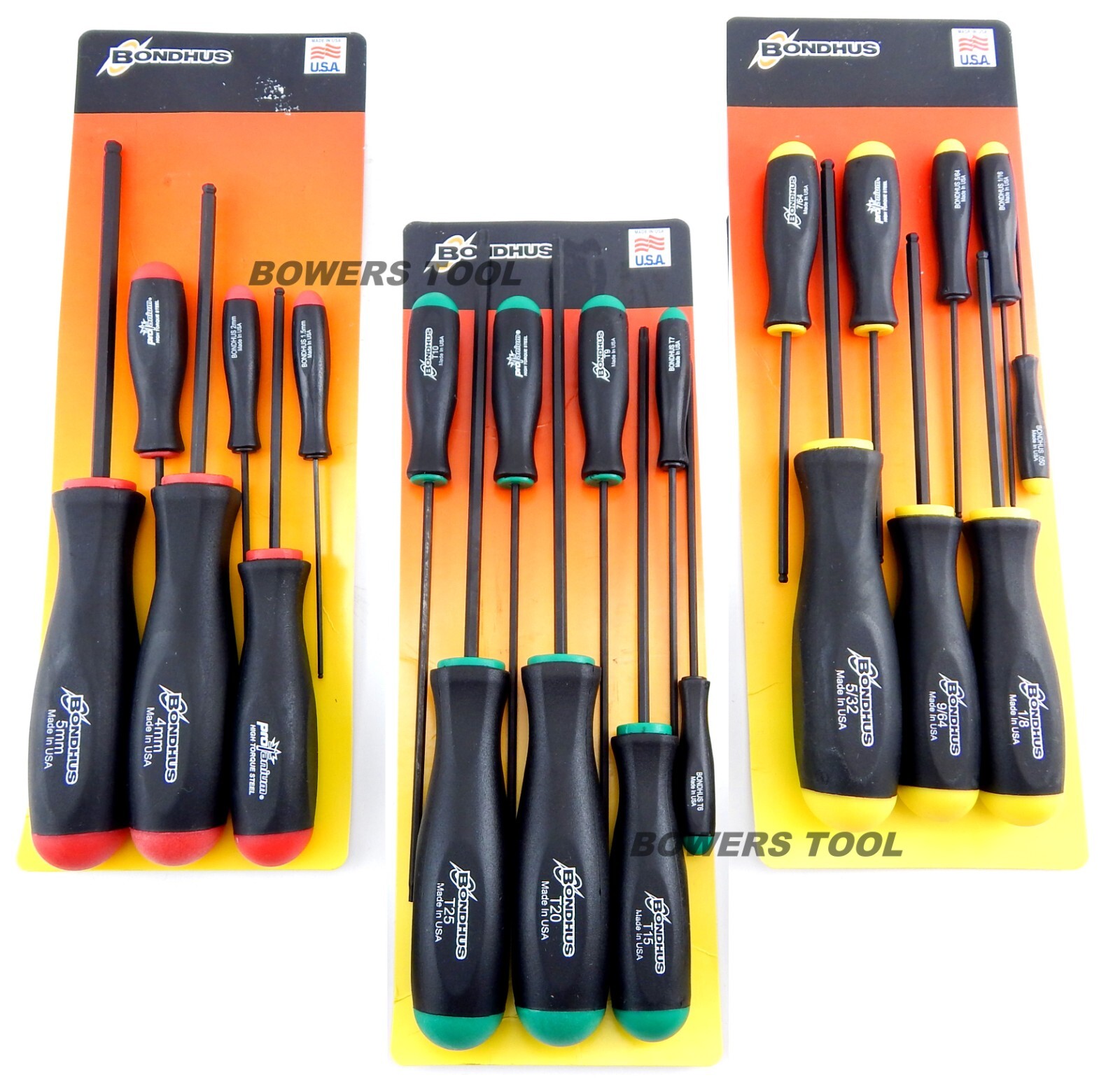 Bondhus 22pc Ball End Hex & Torx Screwdriver Set Metric SAE Standard MADE IN USA