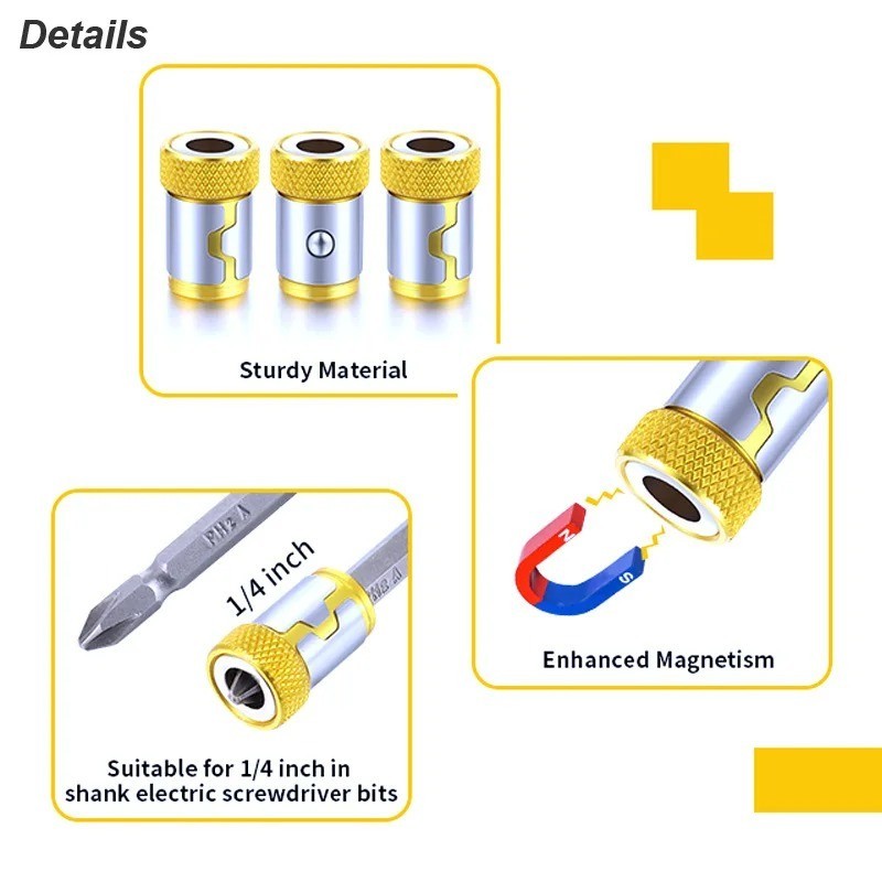 6 x Screwdriver Head Magnetic Ring Pivoting Bit Tip Screw Holder Magnetizer