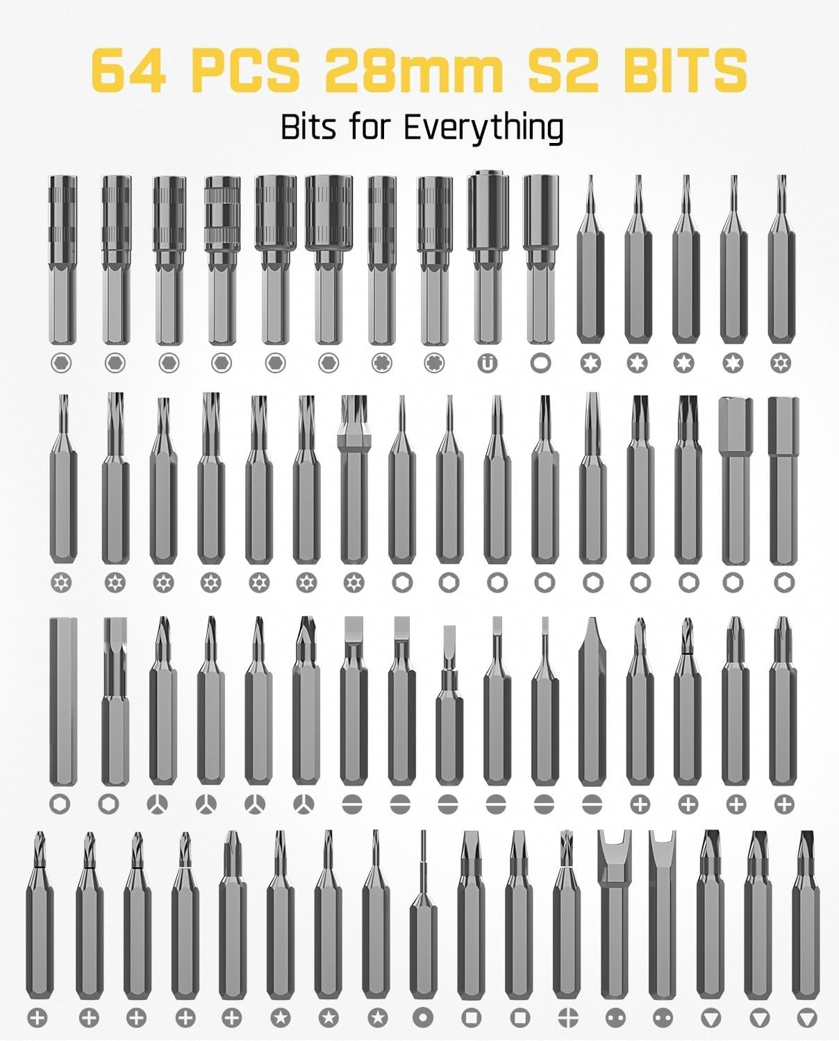 Fanttik Electric Screwdriver Kit, Precision Screwdriver Set, 64 Magnetic Bits,