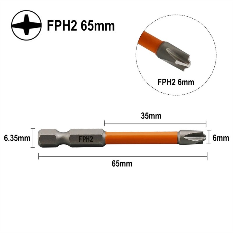 5PC FPH2 Impact Screwdriver Bit Set-S2 Steel 65mm & 110mm Slotted Heads 2025 NEW