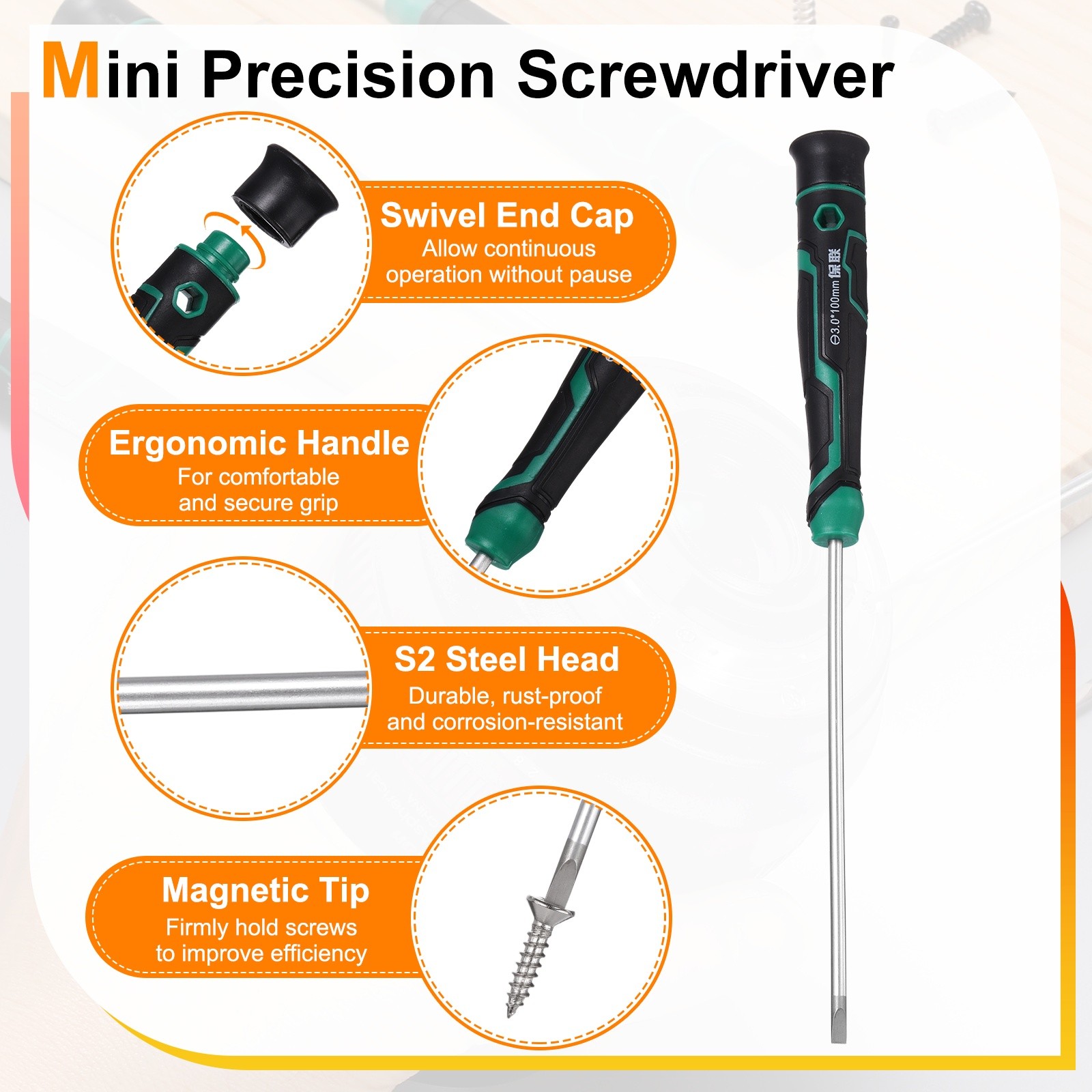 7pcs Small Phillips and Slotted Screwdriver Set Magnetic Screwdrivers S2 Steel