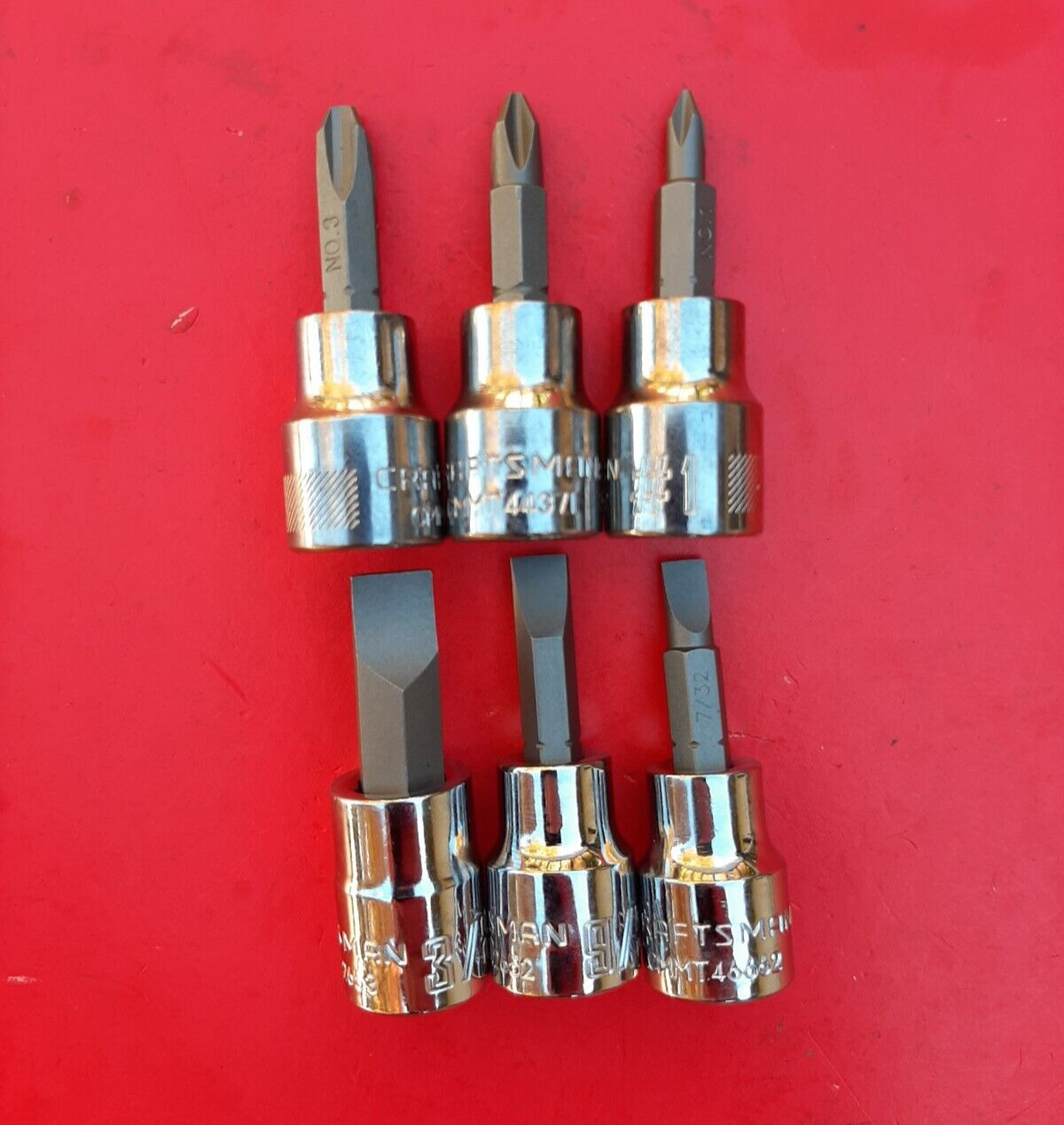 NEW CRAFTSMAN TOOLS 6 Piece 3/8″ Drive Phillips Flat Tip Bit Driver Socket Set
