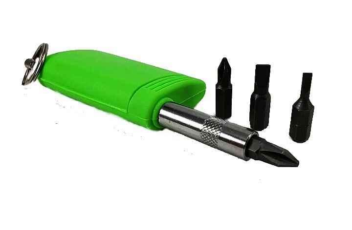Screw Driver (2) Keychain Power Bit Driver 6 Pc Bit Driver Included – Green Case