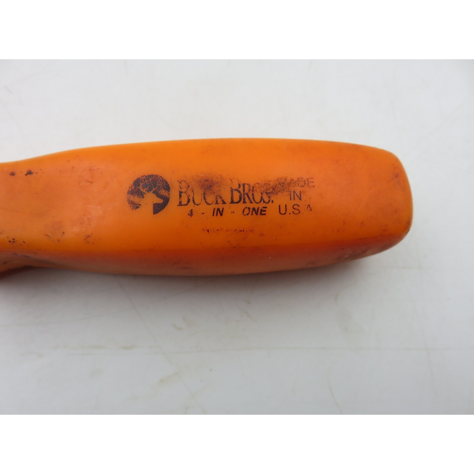 Buck Bros 4-in-1 Screwdriver Handle Orange Multi-Bit Tool Body Made in USA