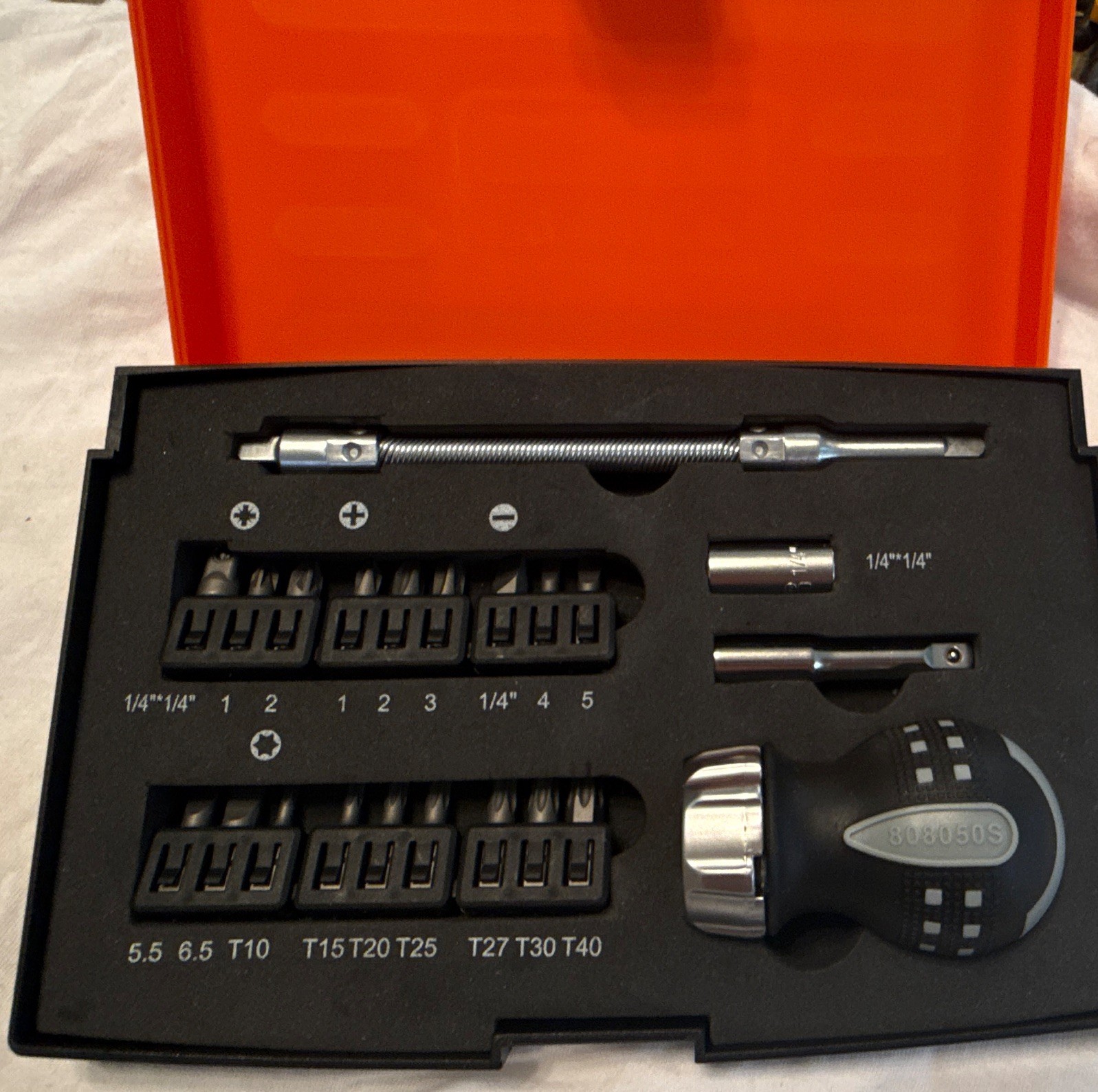 Bahco Ratcheting Screwdriver & Precision Bit Set w/ Flex Extension & Case New