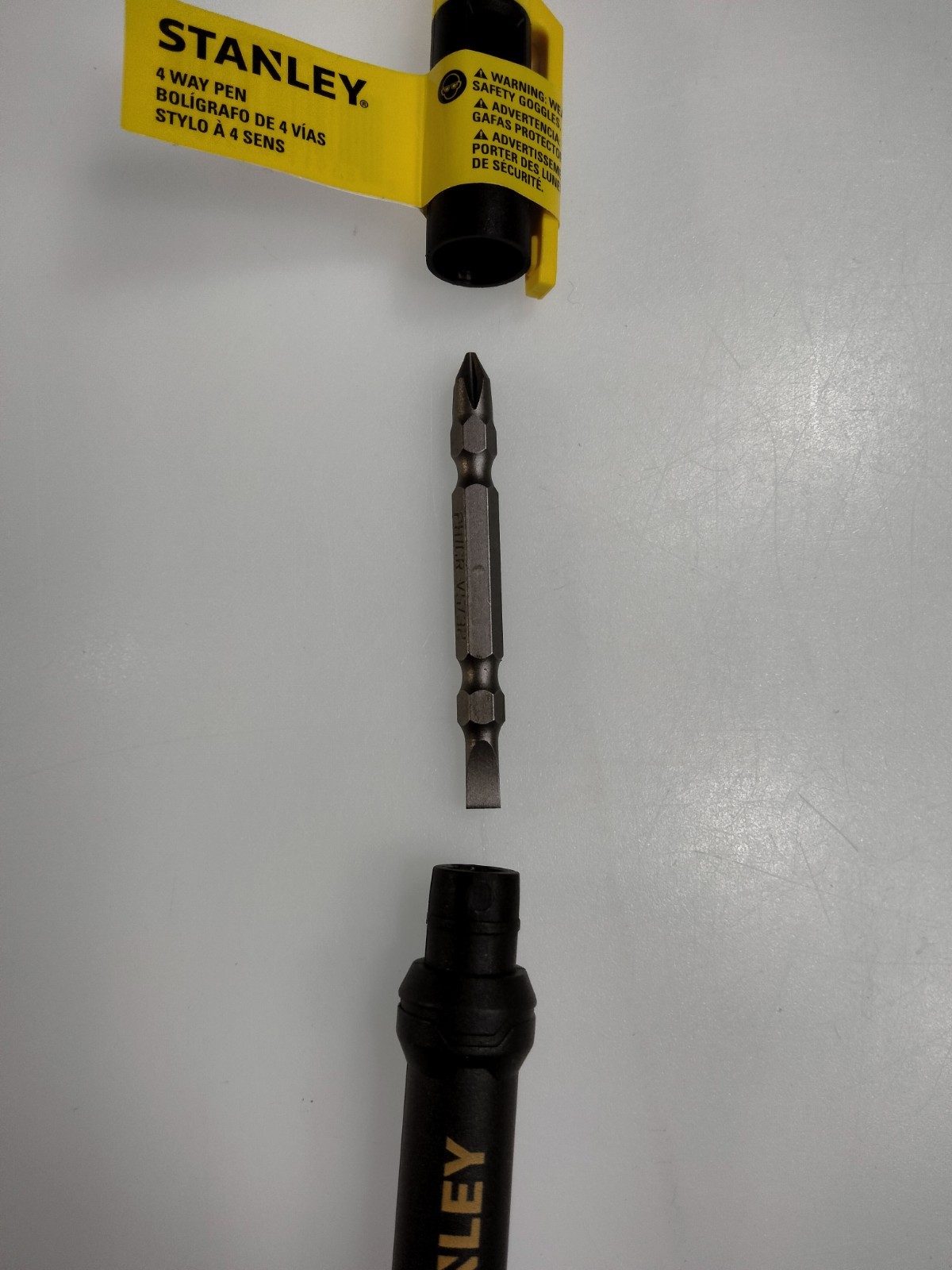 Mini 4-Way Pen 5/32 in 1/8 Flathead Phillips Head Screwdriver Small Black Yellow