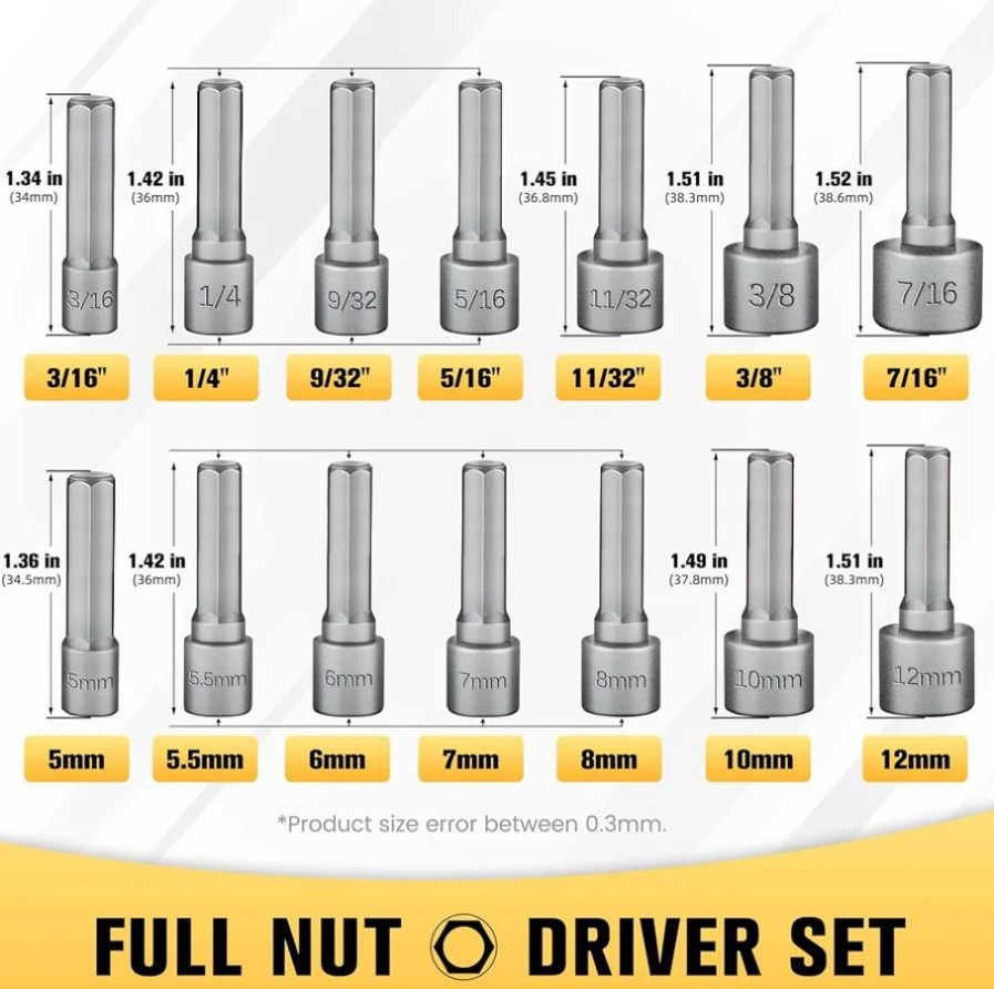 9pcs / 14pcs Hex Socket Wrench Set – Inner Hex Screwdriver Extension Tool Kit