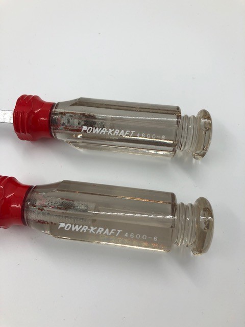 Lot of 2 POWR-KRAFT Screwdrivers Flat Head 4600-6 New Old Stock